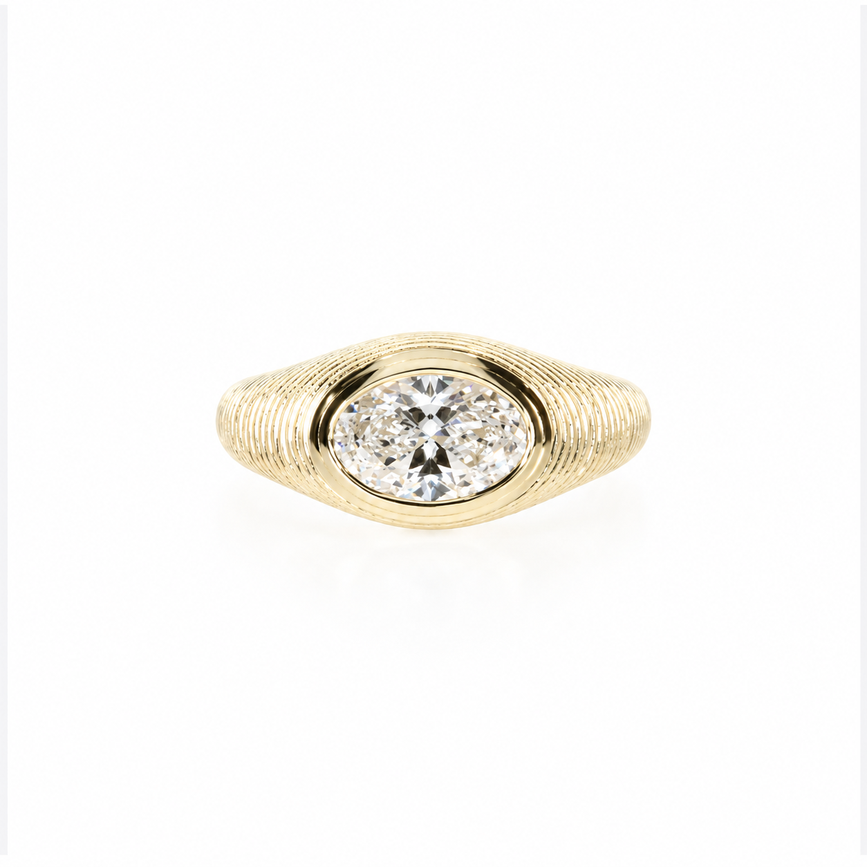 Textured Oval Bezel Ring