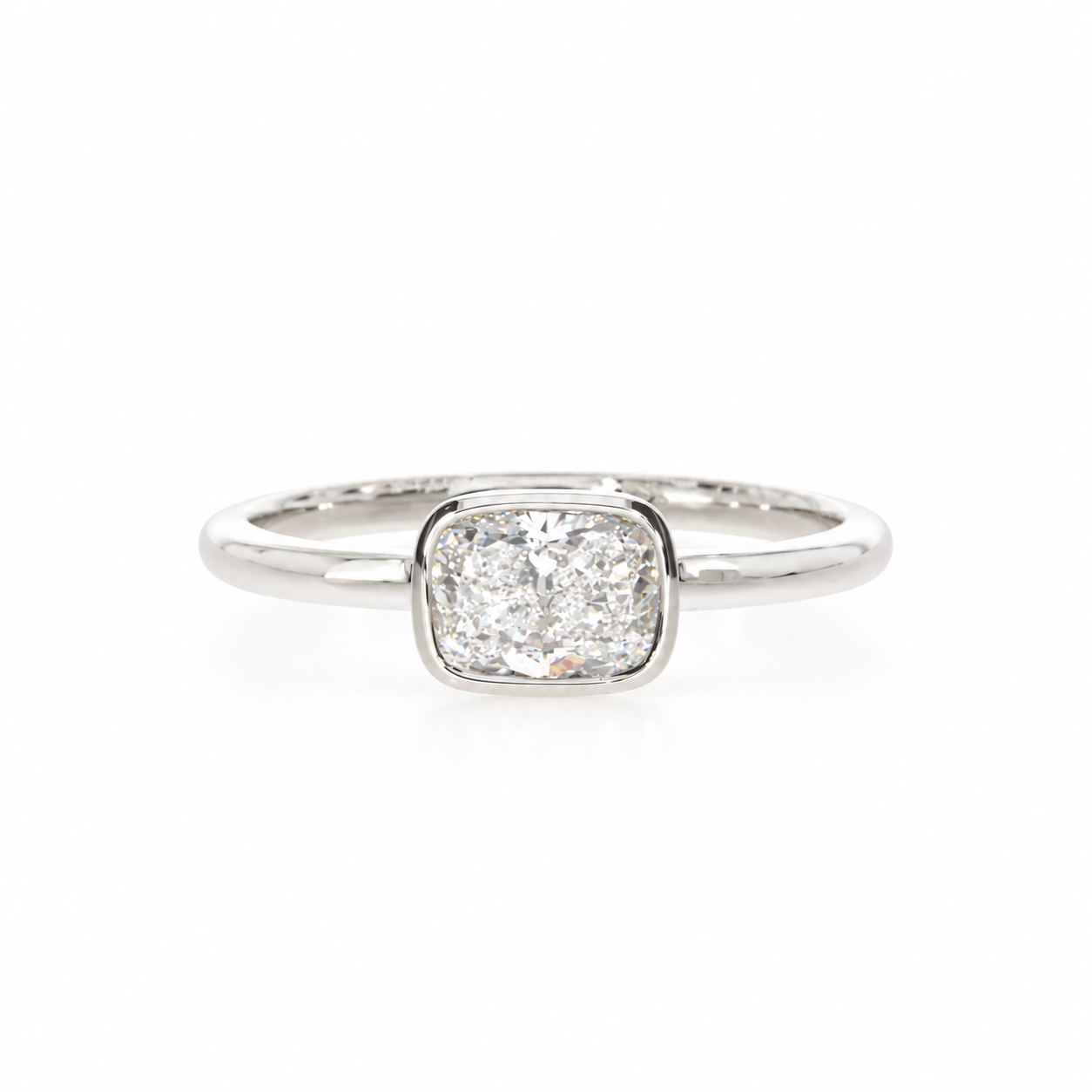 Horizontal Cushion Bezel Ring
