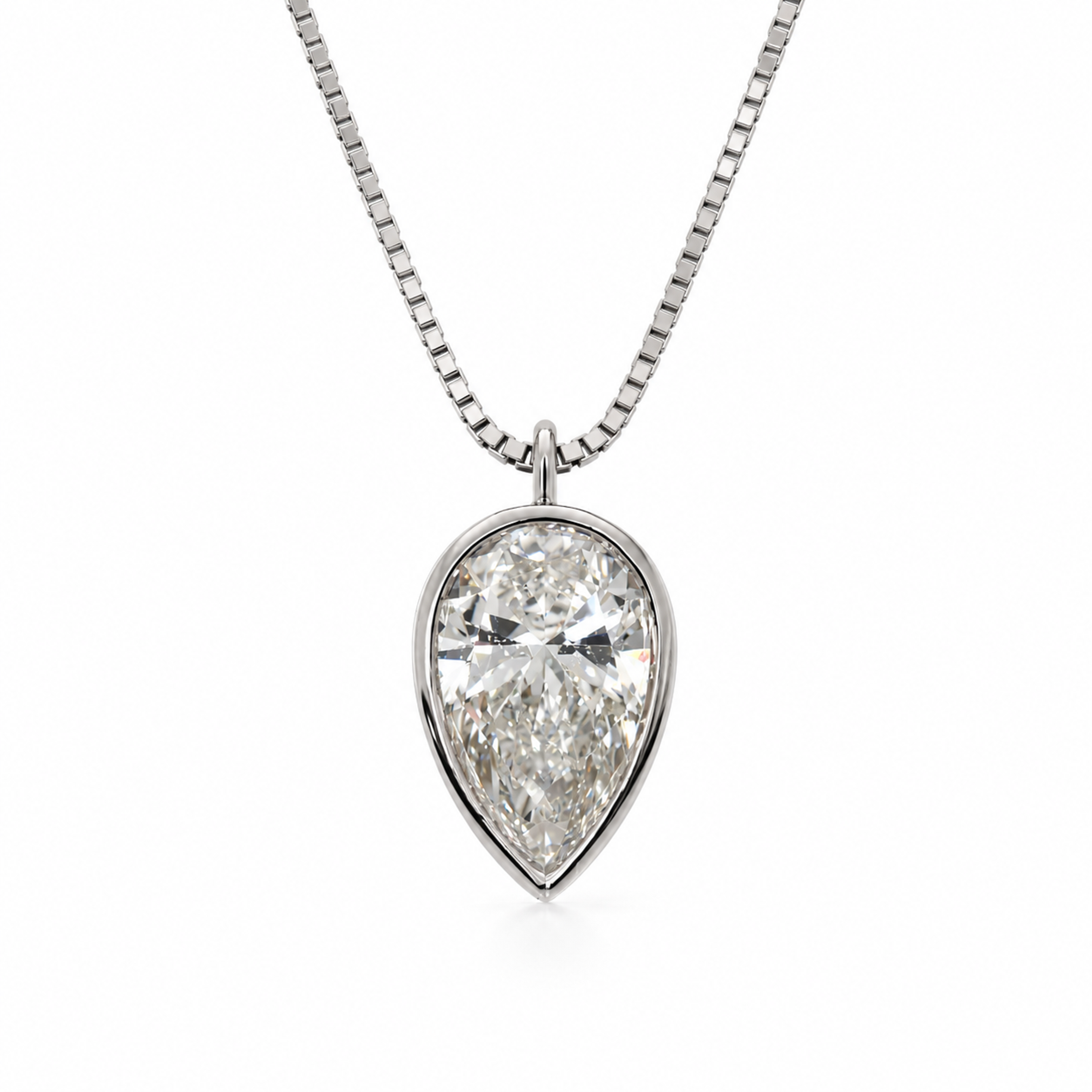 Inverted Pear Bezel Necklace