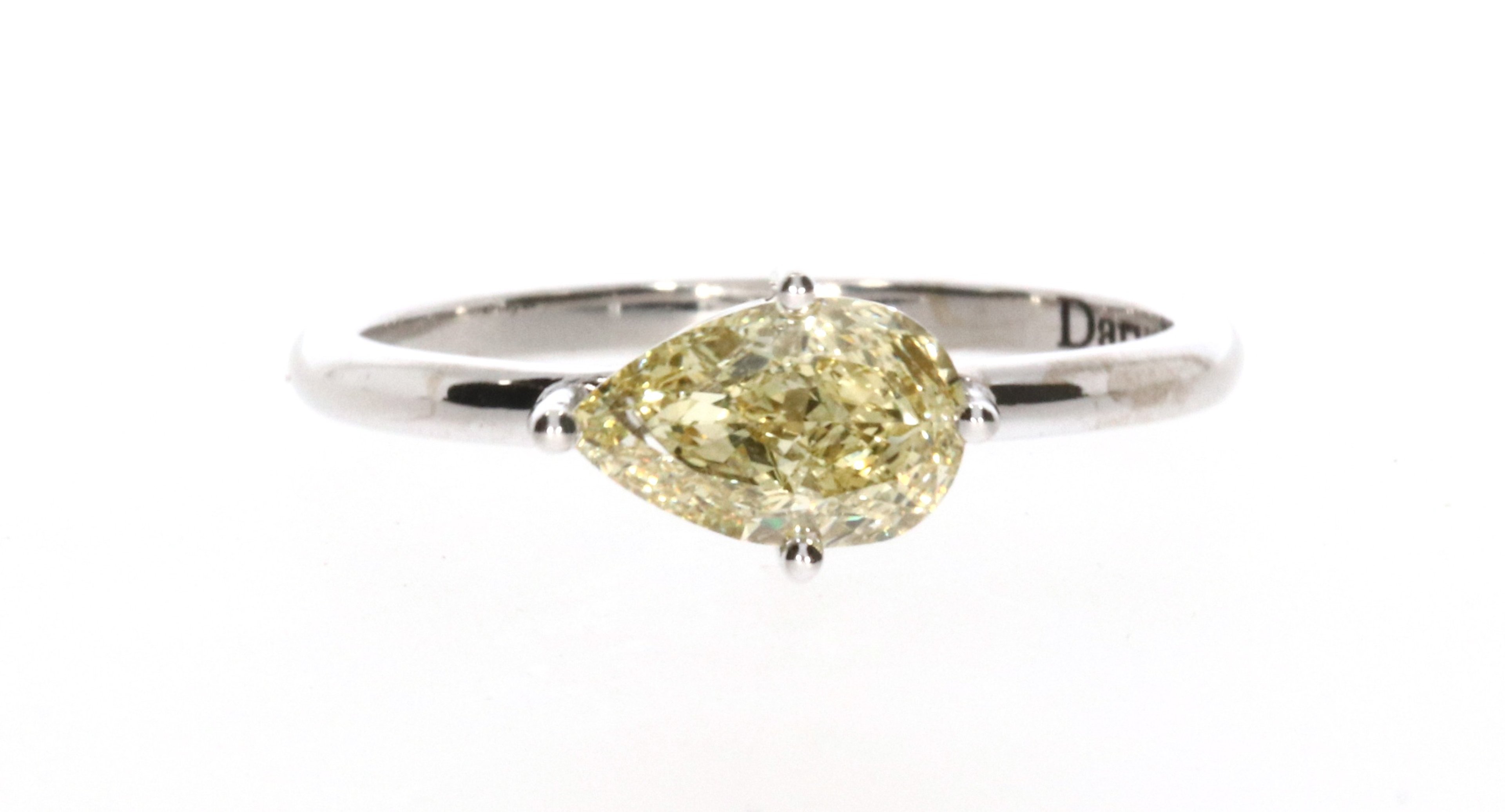 East-West Fancy Yellow Pear Ring