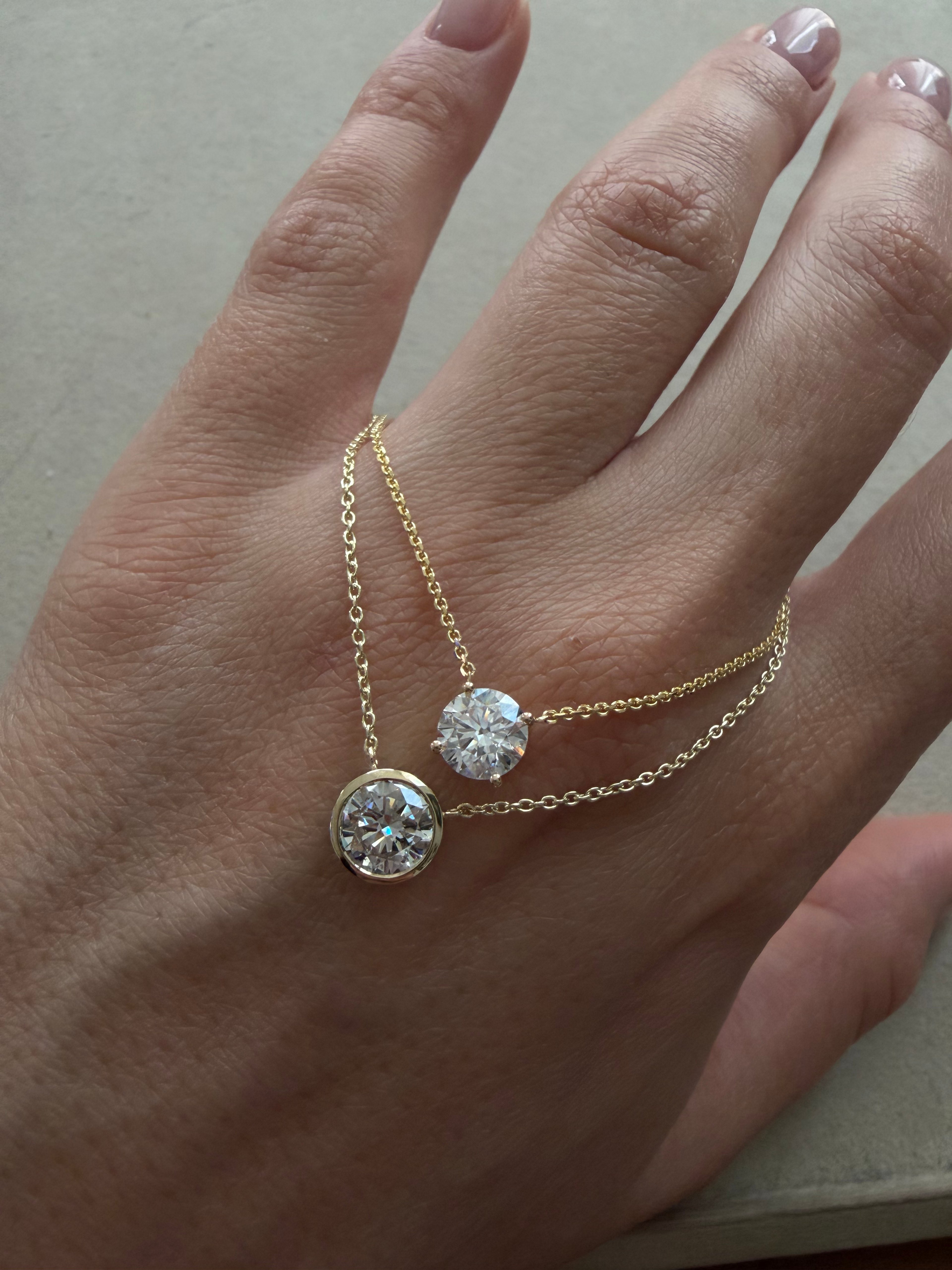Bezel Round Diamond Necklace