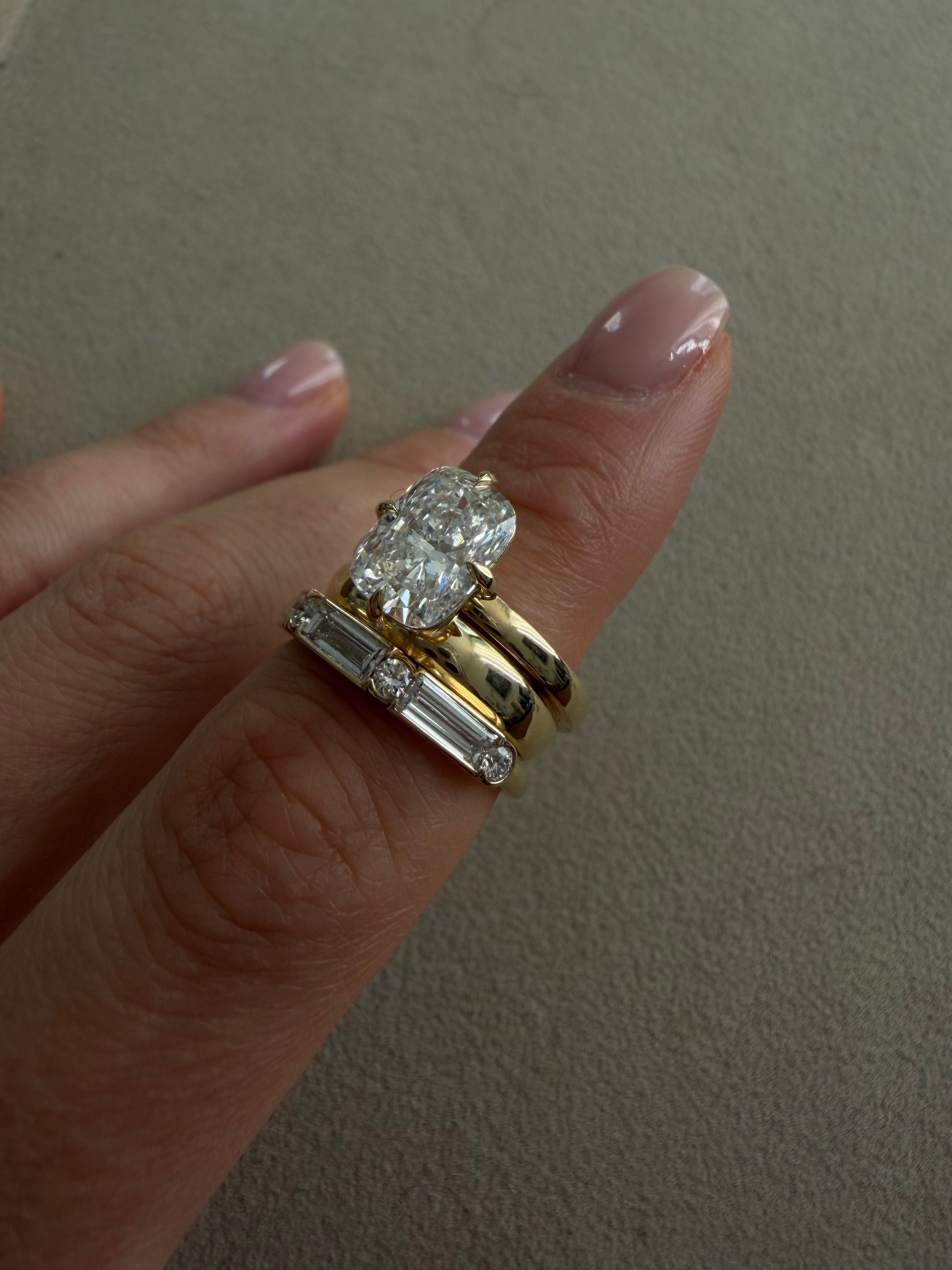 Baguette & Round Diamond Bezel Ring