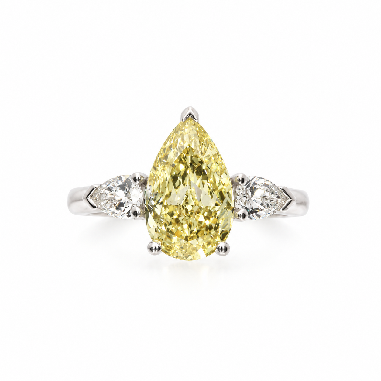 Yellow Pear Three-Stone Ring