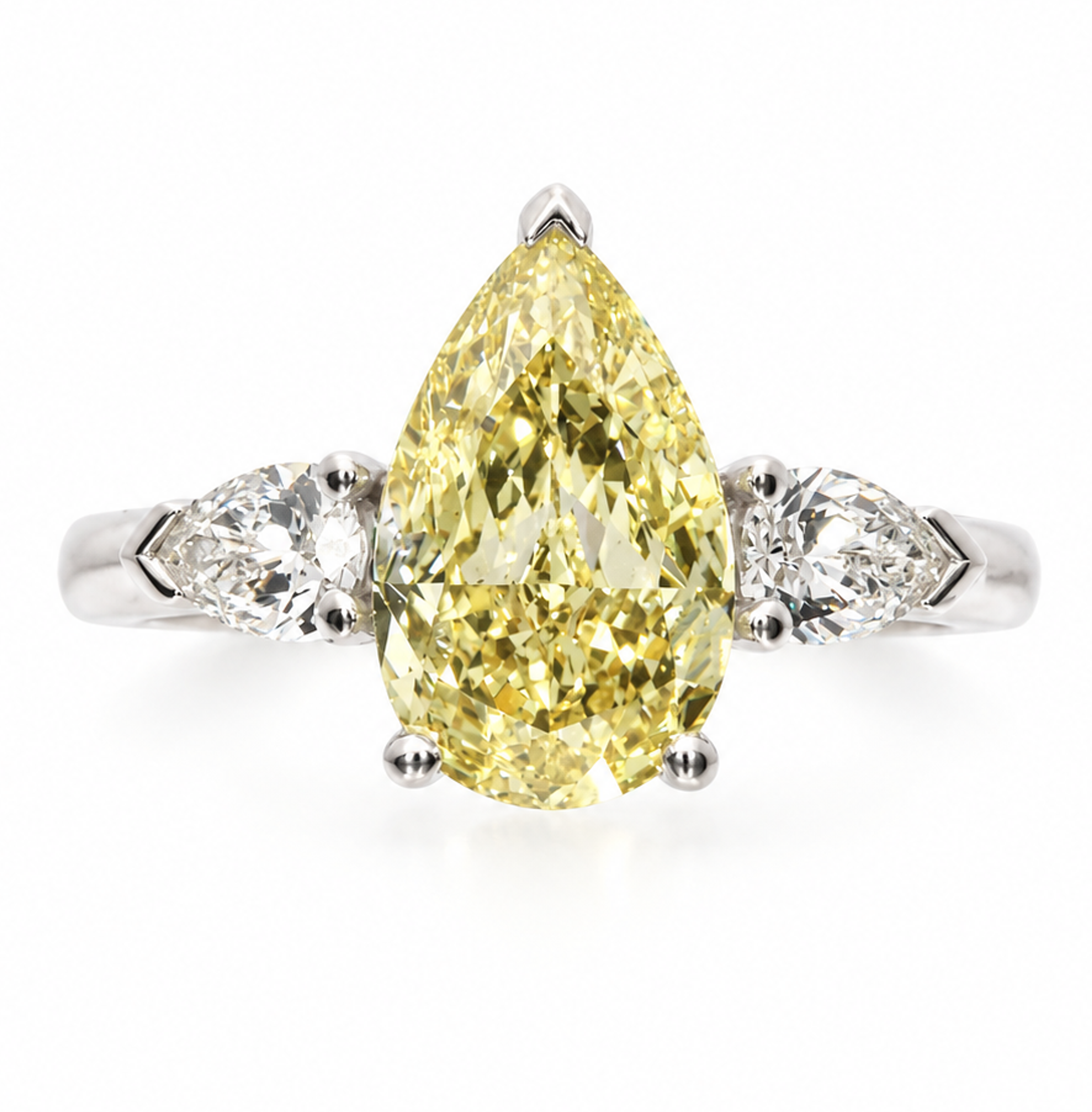 Yellow Pear Three-Stone Ring