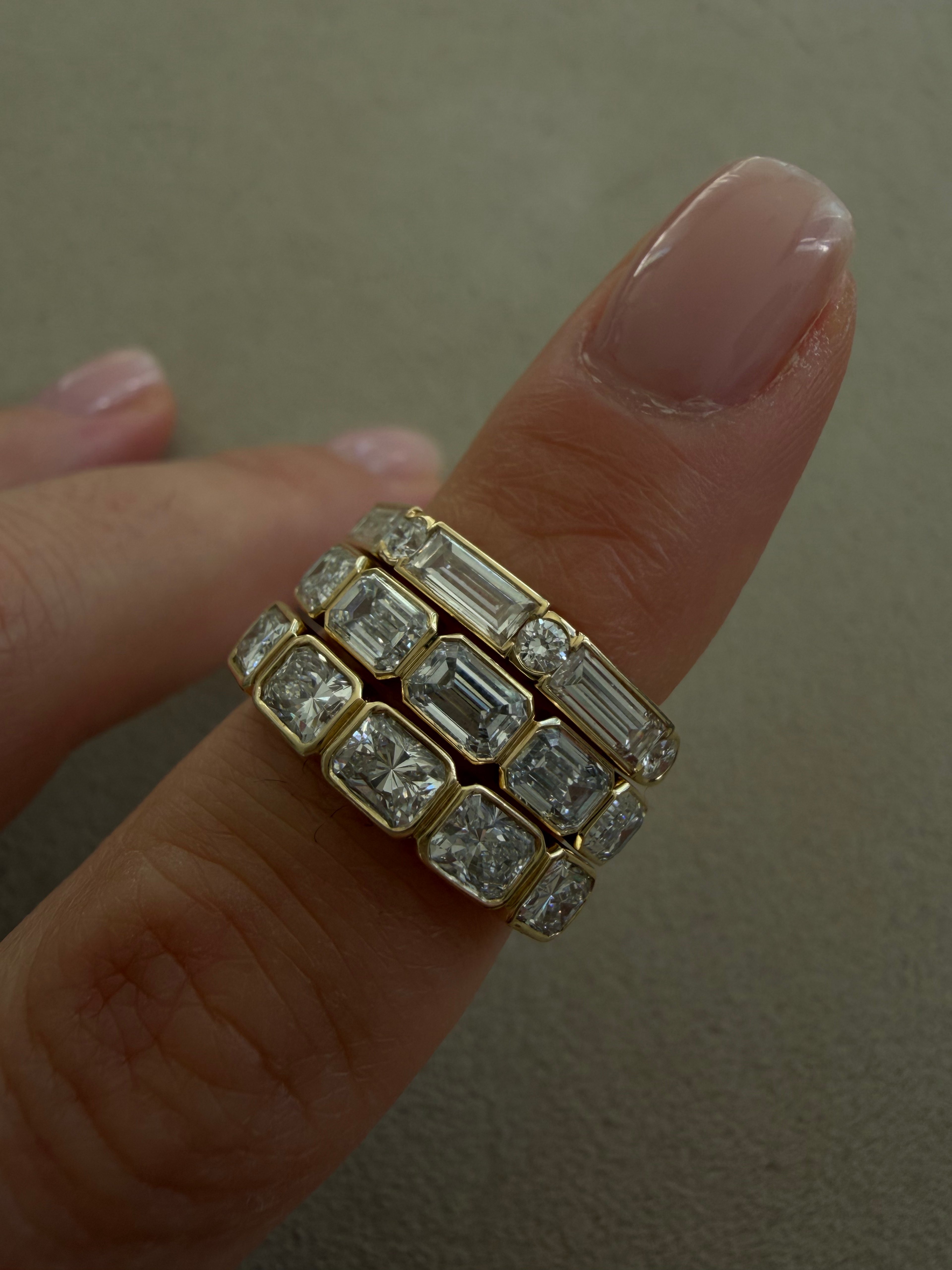 Baguette & Round Diamond Bezel Ring