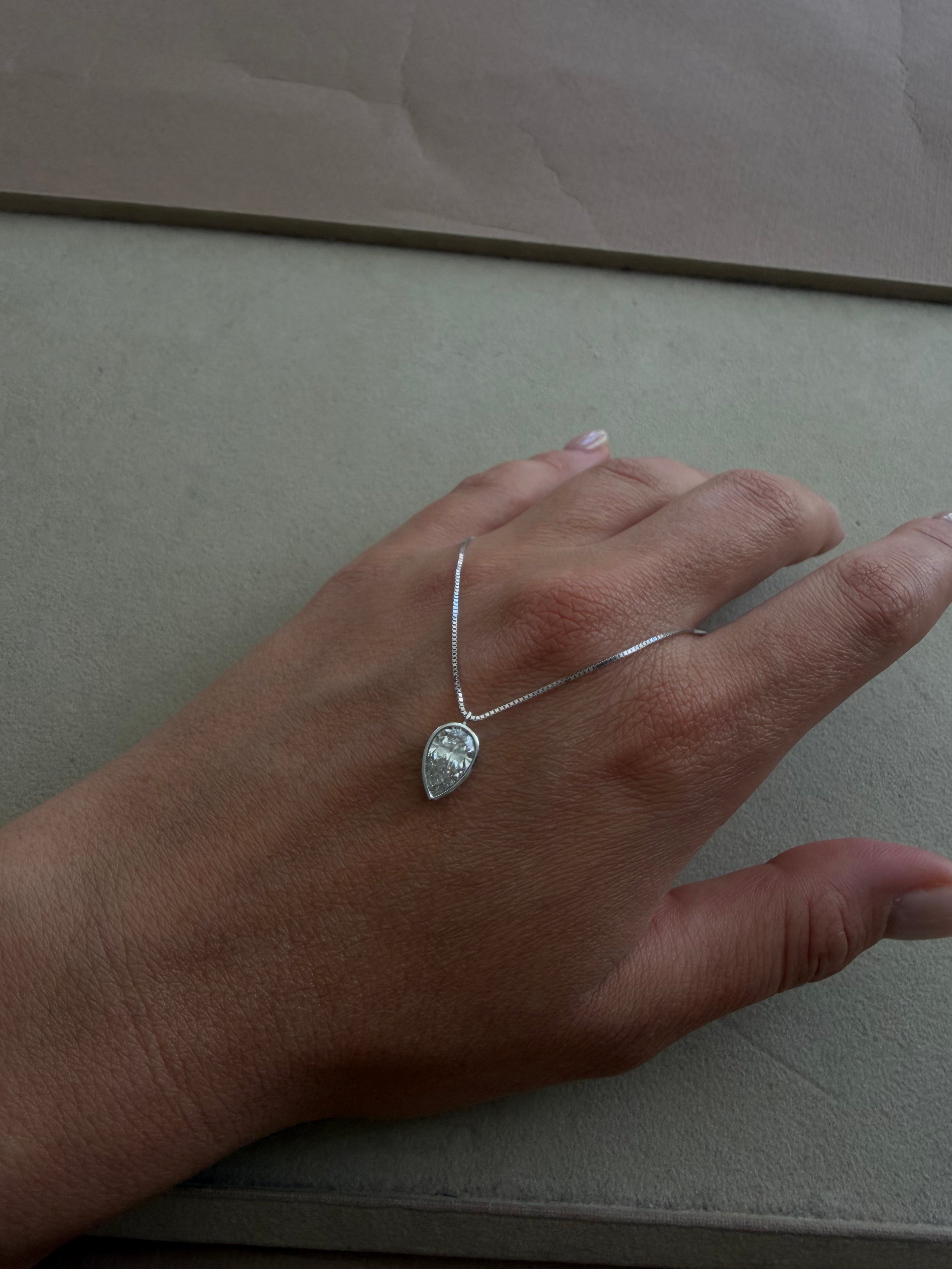 Inverted Pear Bezel Necklace