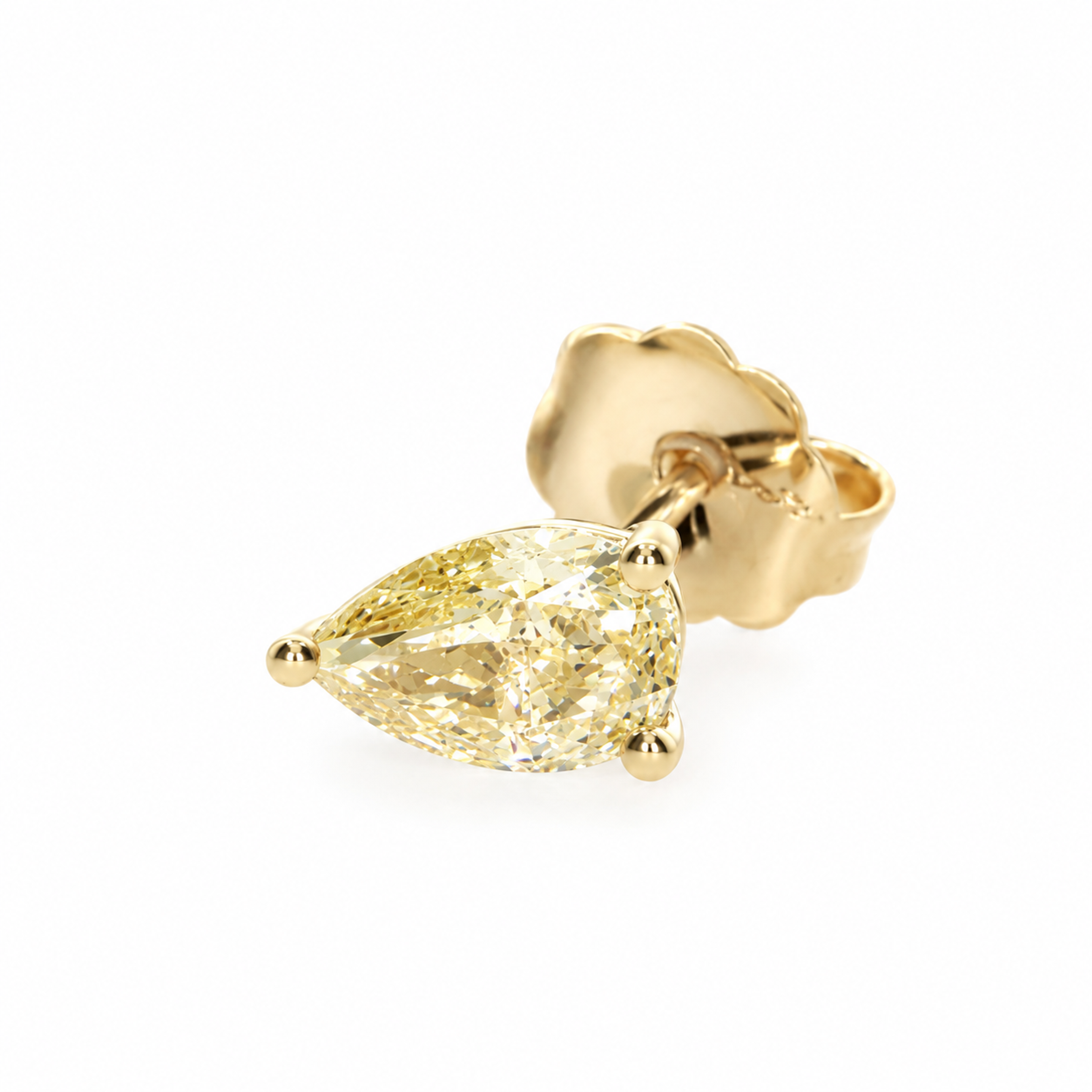 Fancy Yellow Pear Stud