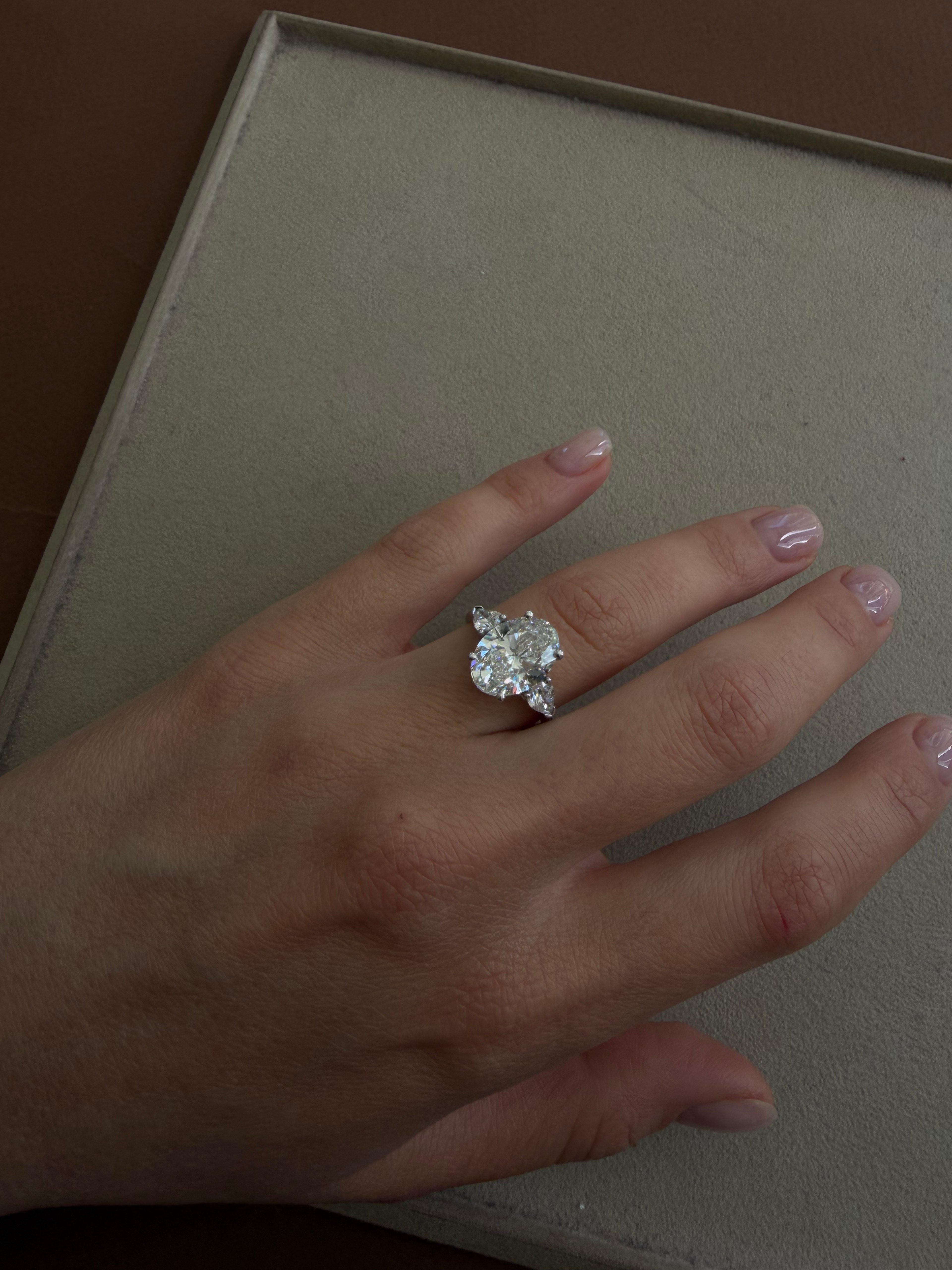 Oval & Pear Three-Stone Ring