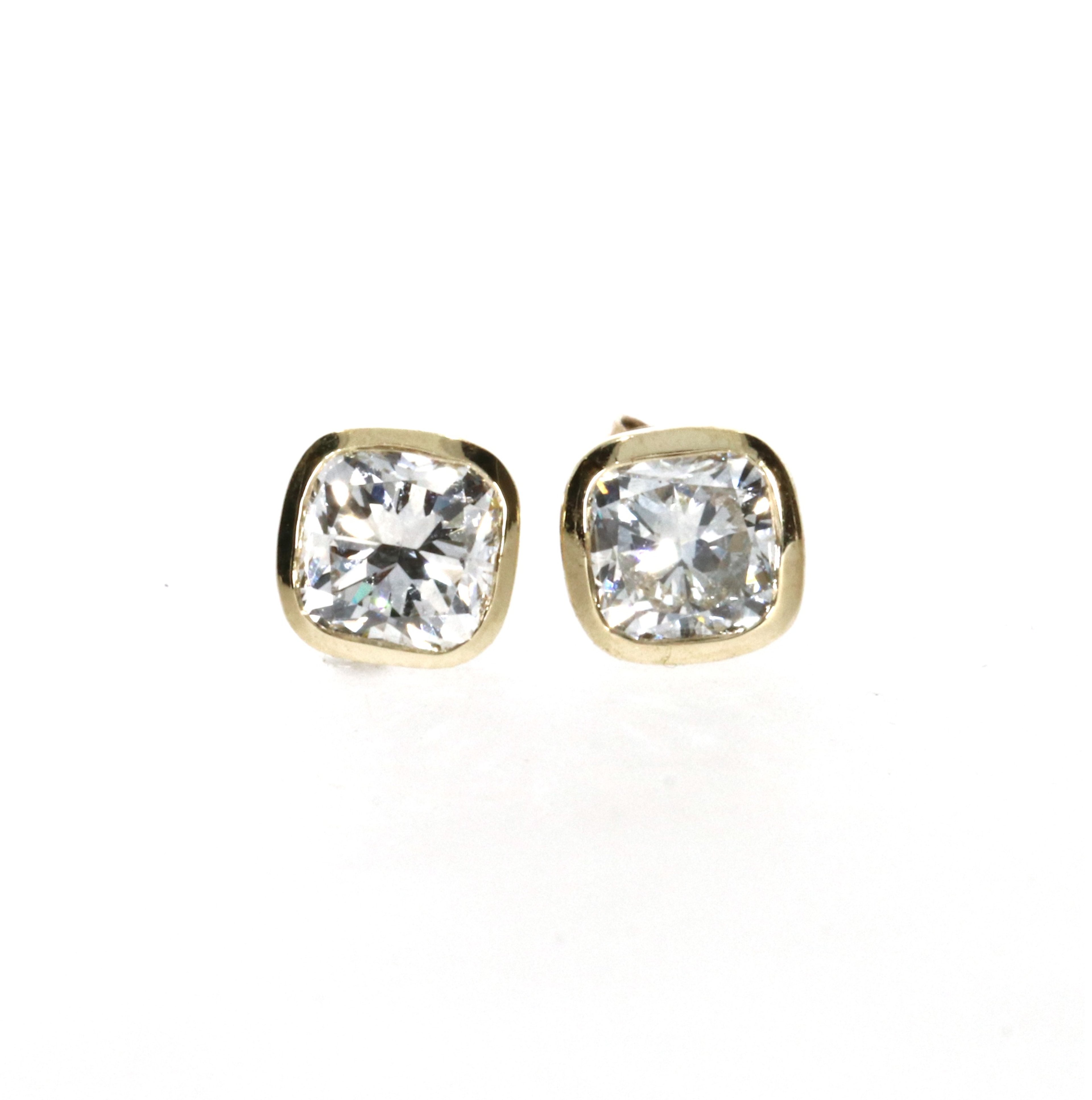 Cushion Bezel Stud Earrings