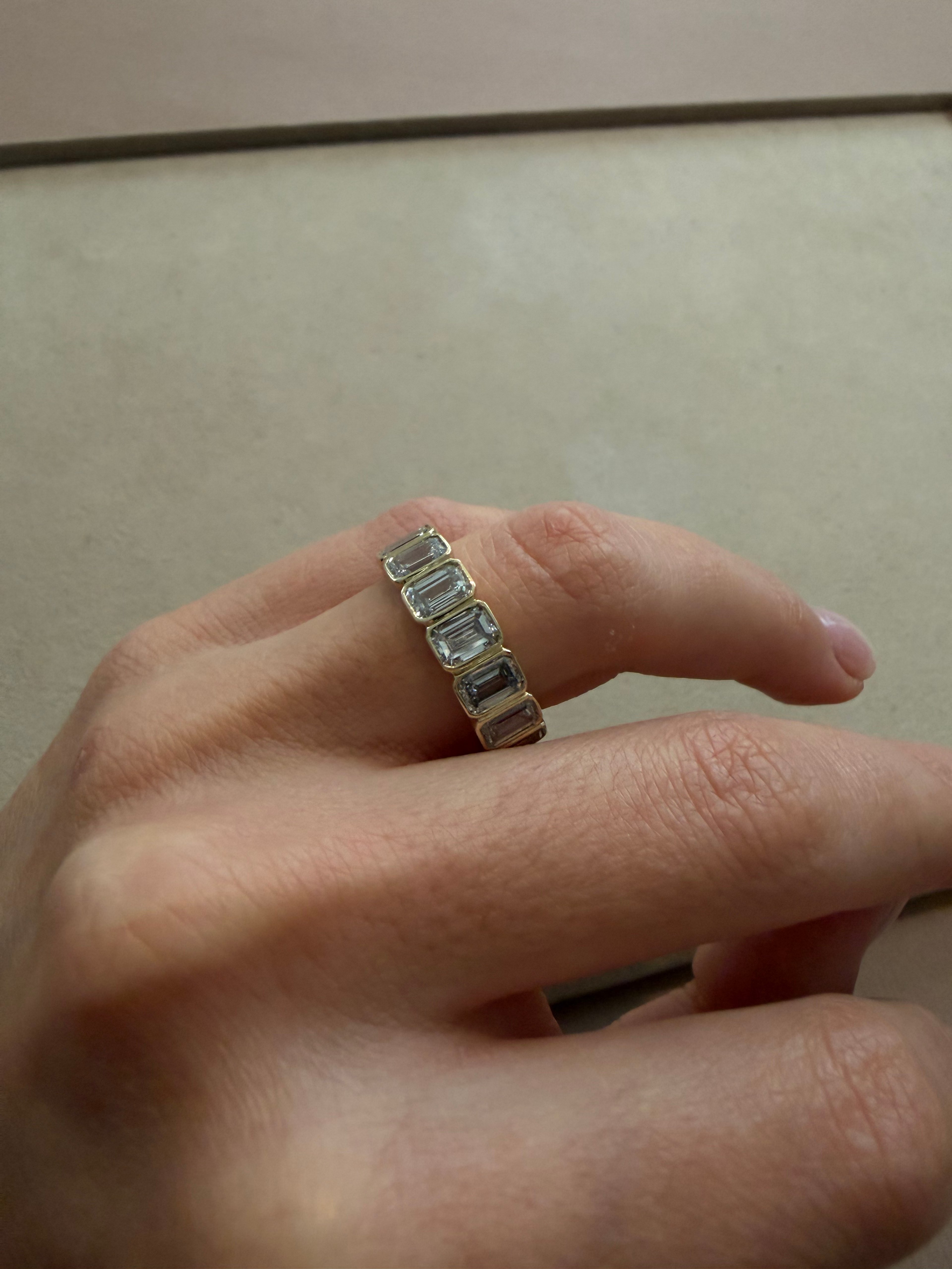 Emerald Half Eternity Bezel Band