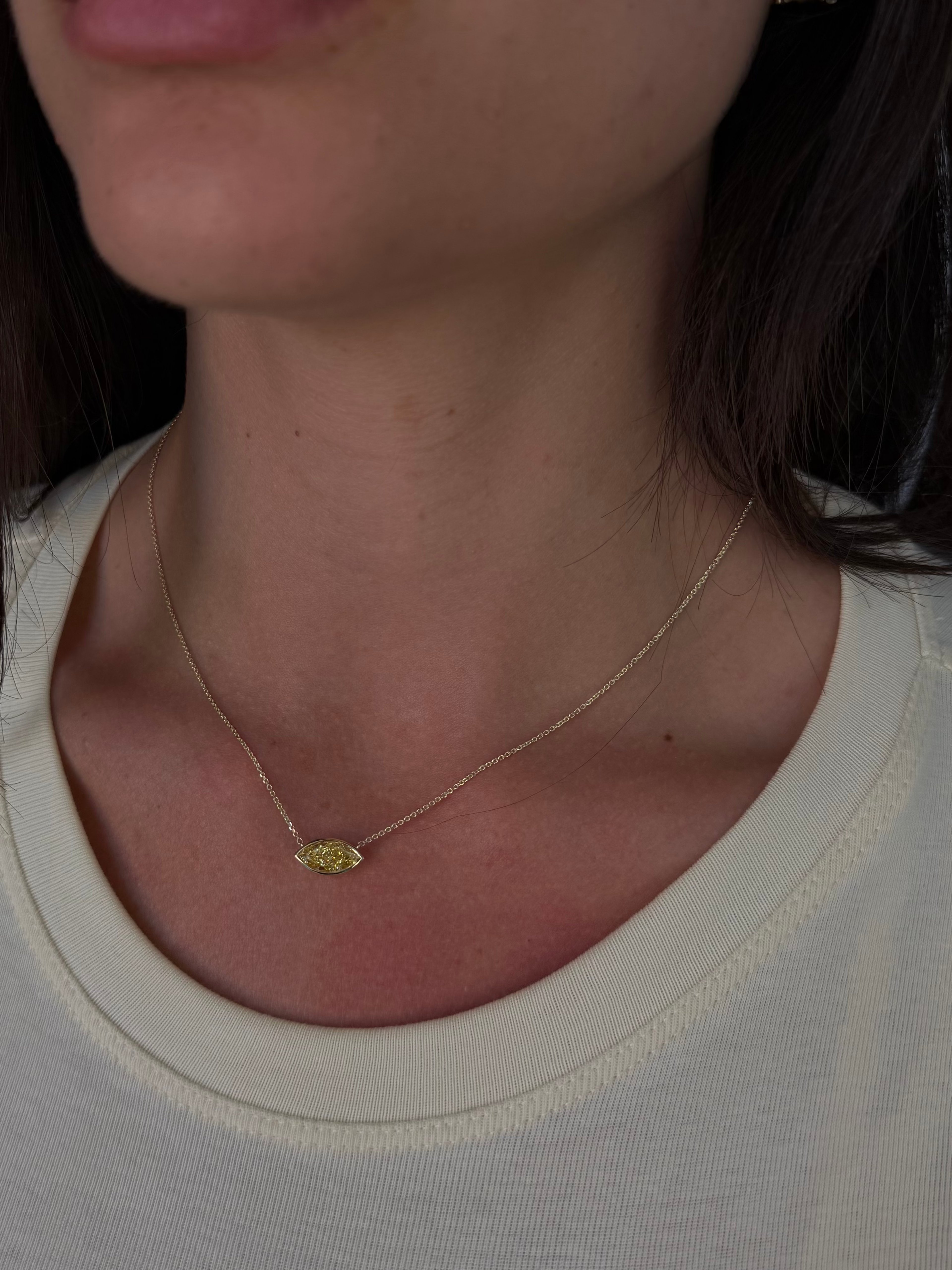 Fancy Yellow Marquise Necklace