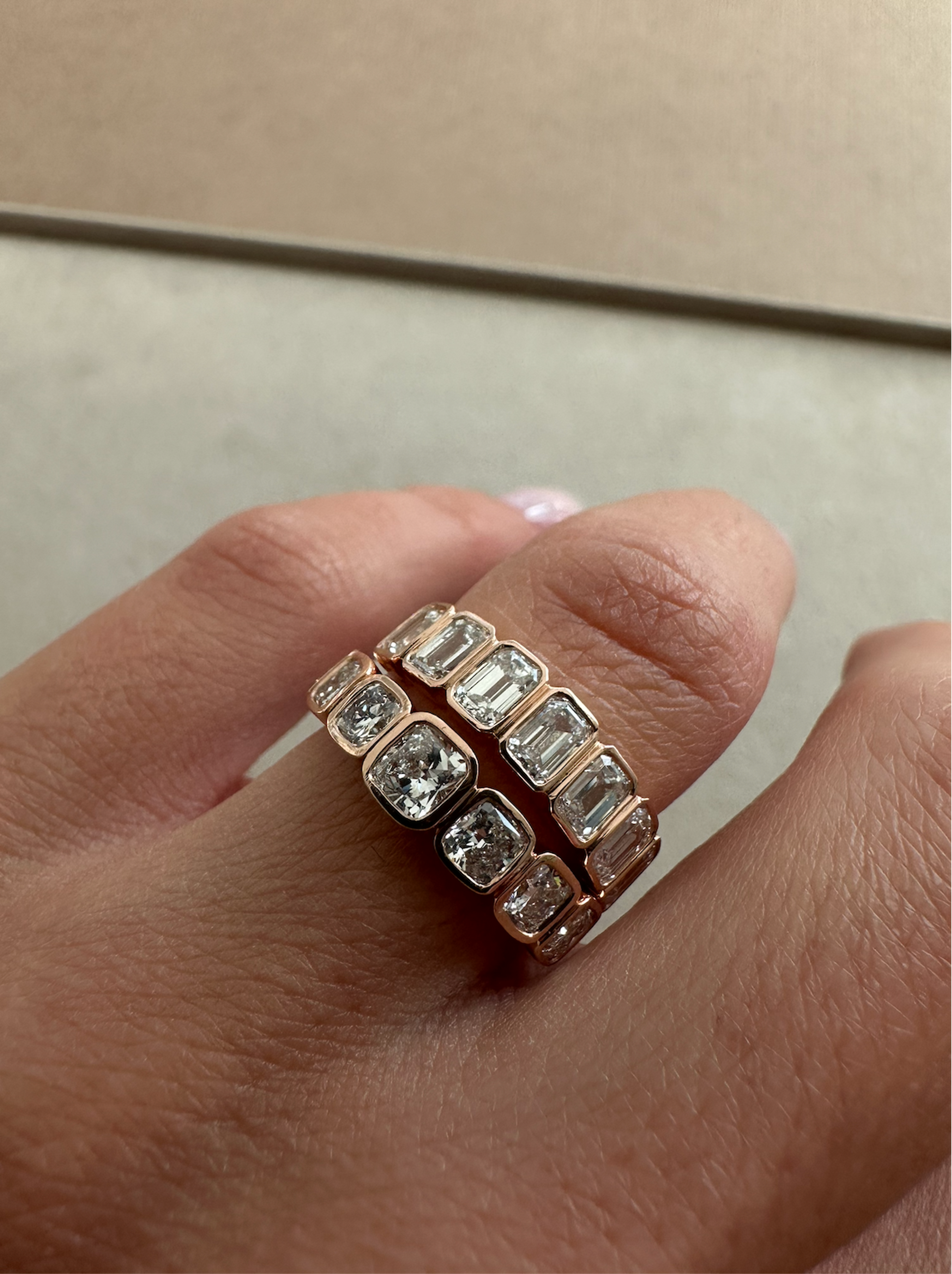 Emerald Half Eternity Bezel Band