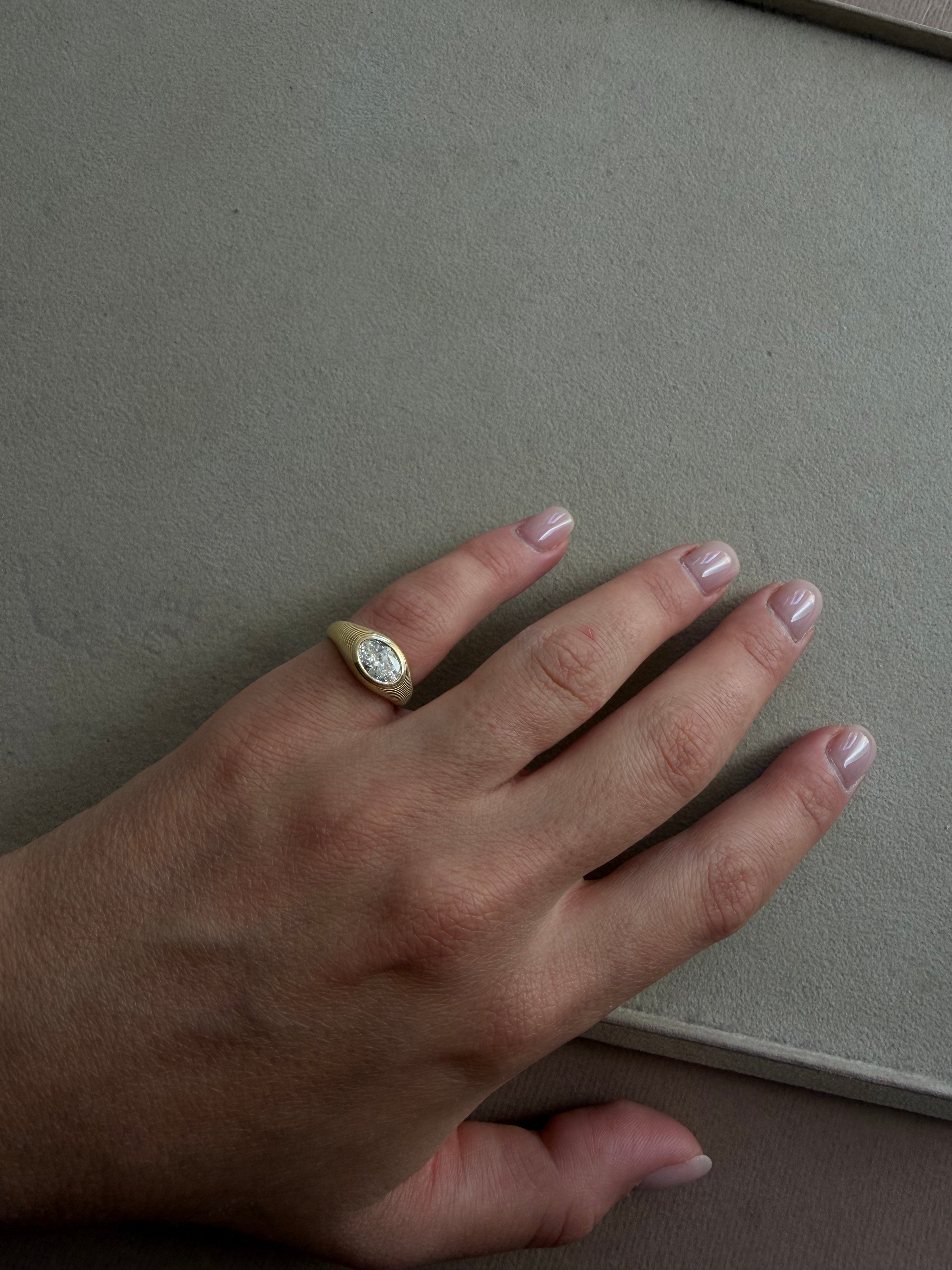 Textured Oval Bezel Ring