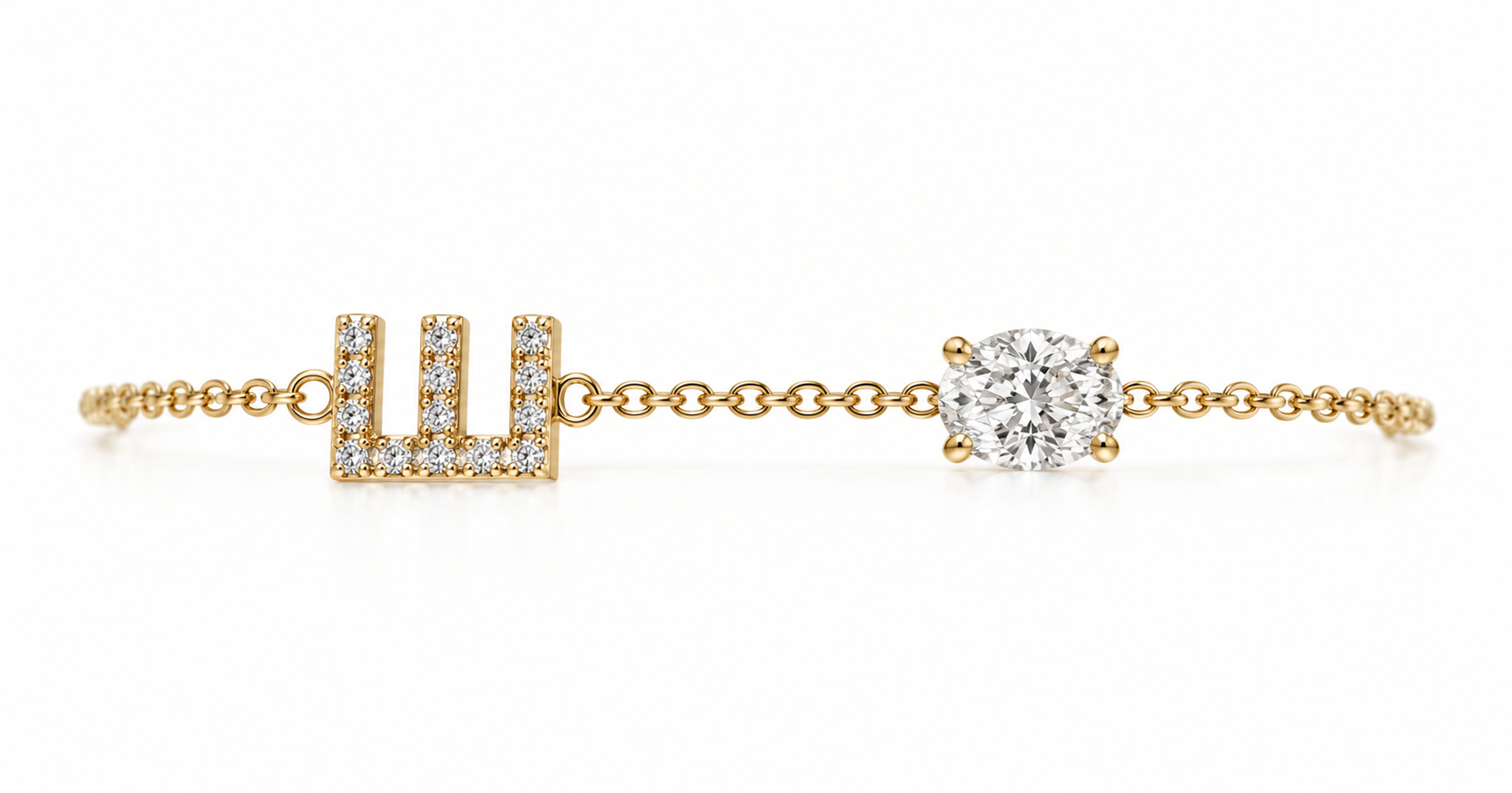 Initial & Oval Diamond Bracelet