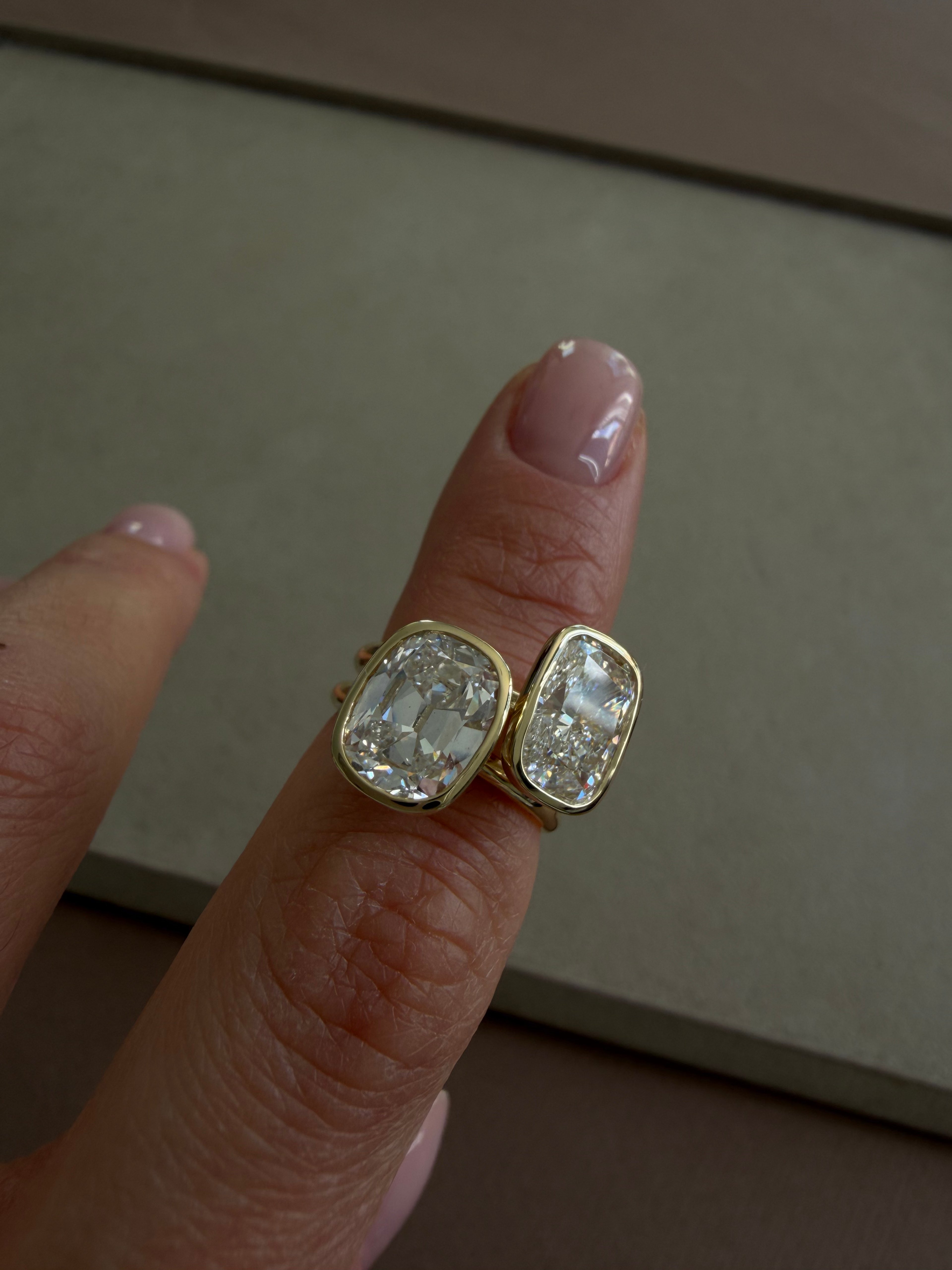 Old Cut Cushion Bezel Ring