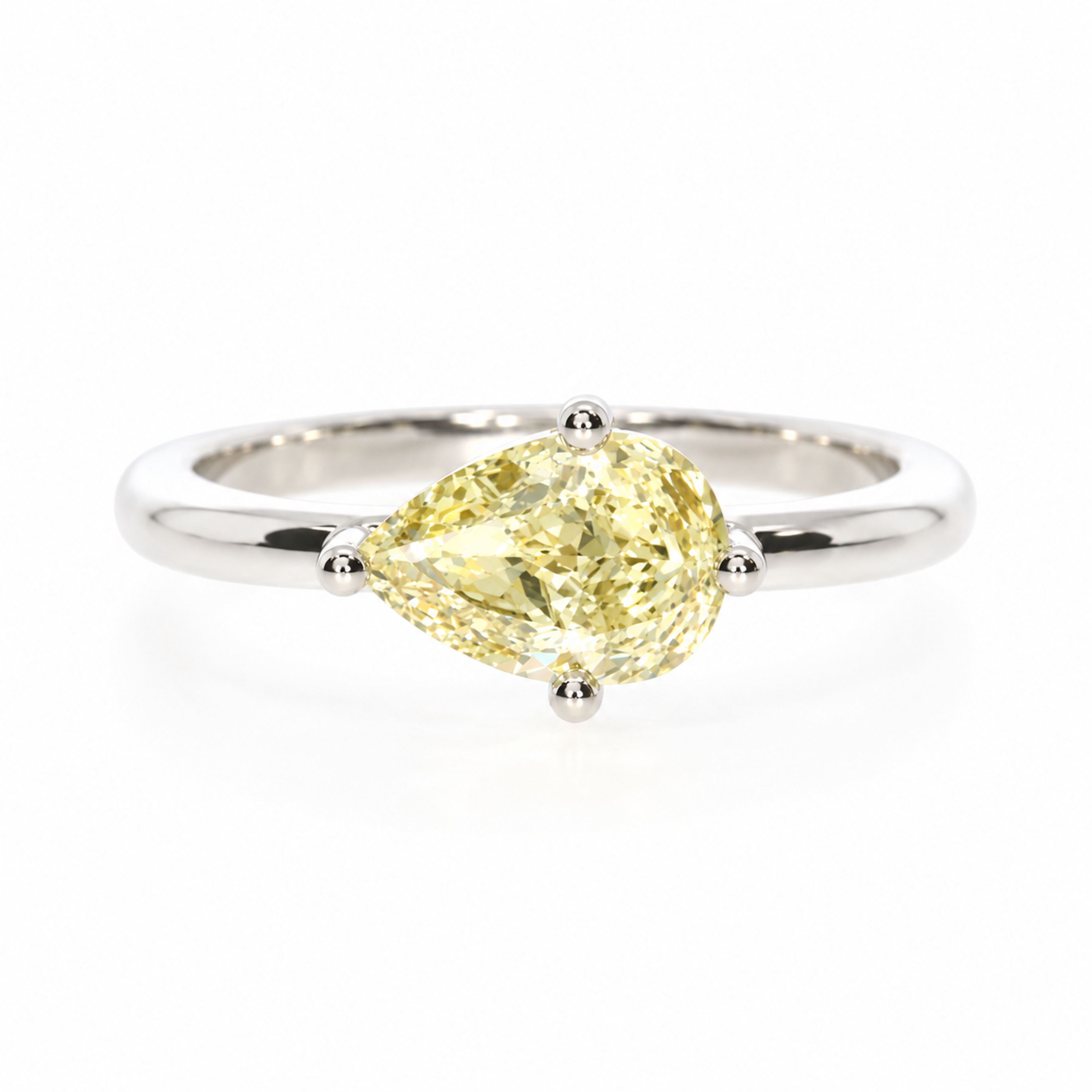 East-West Fancy Yellow Pear Ring