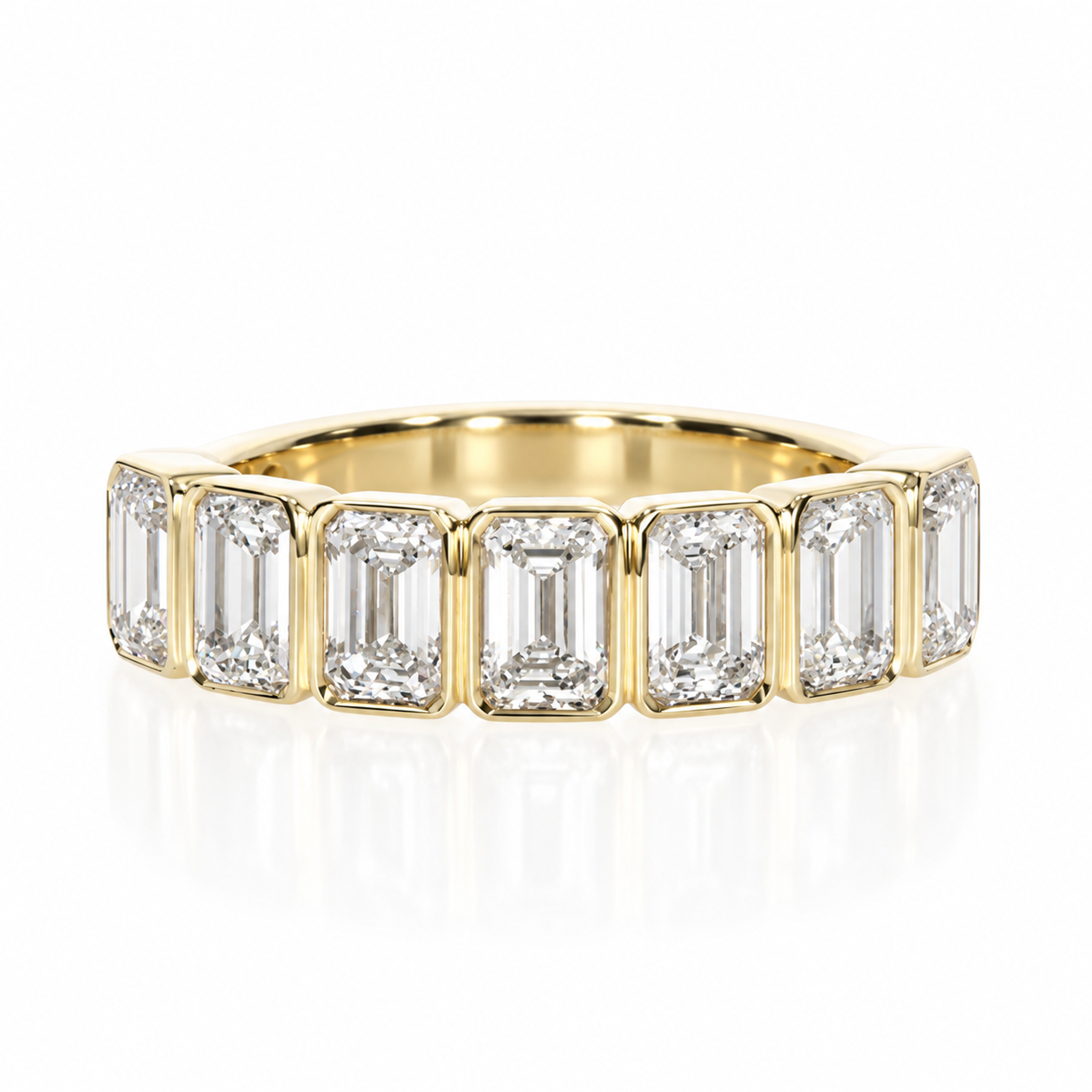 Emerald Half Eternity Bezel Band