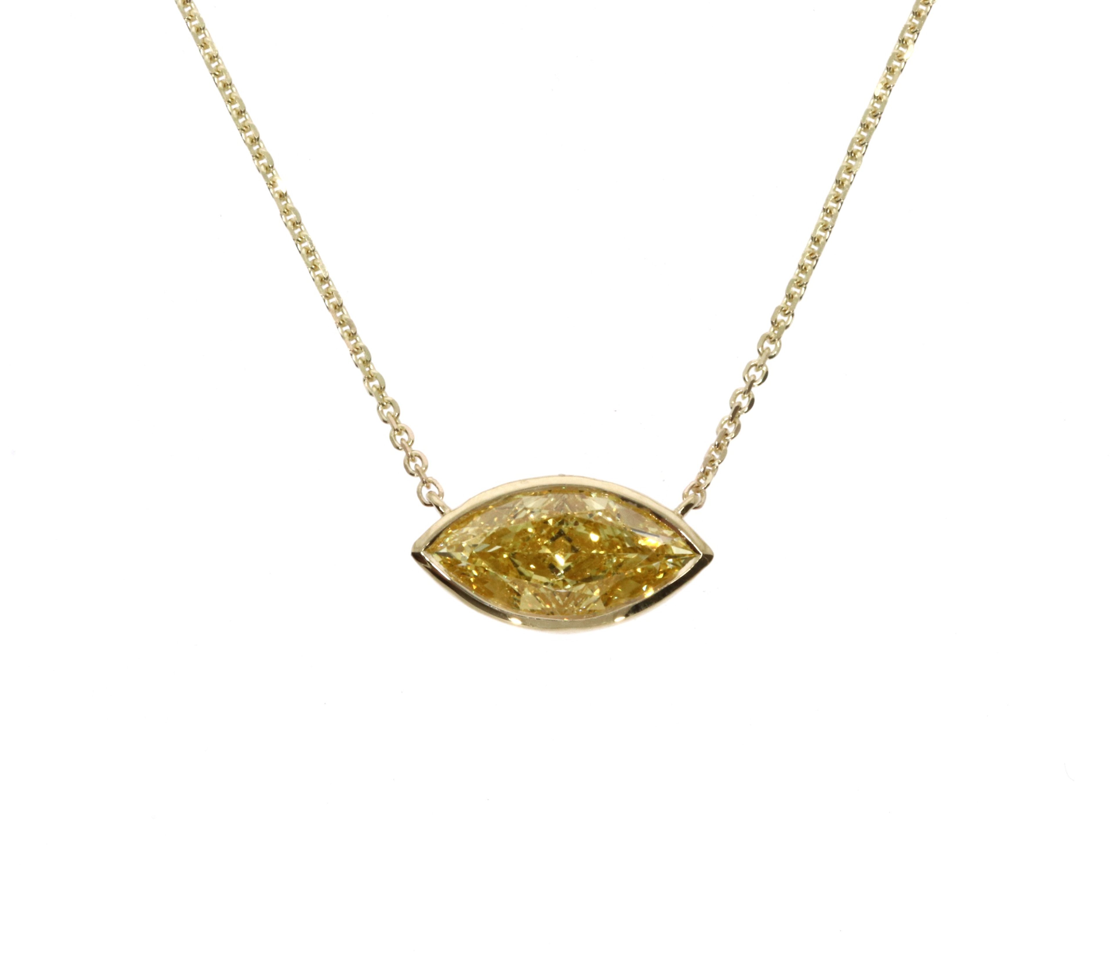Fancy Yellow Marquise Necklace