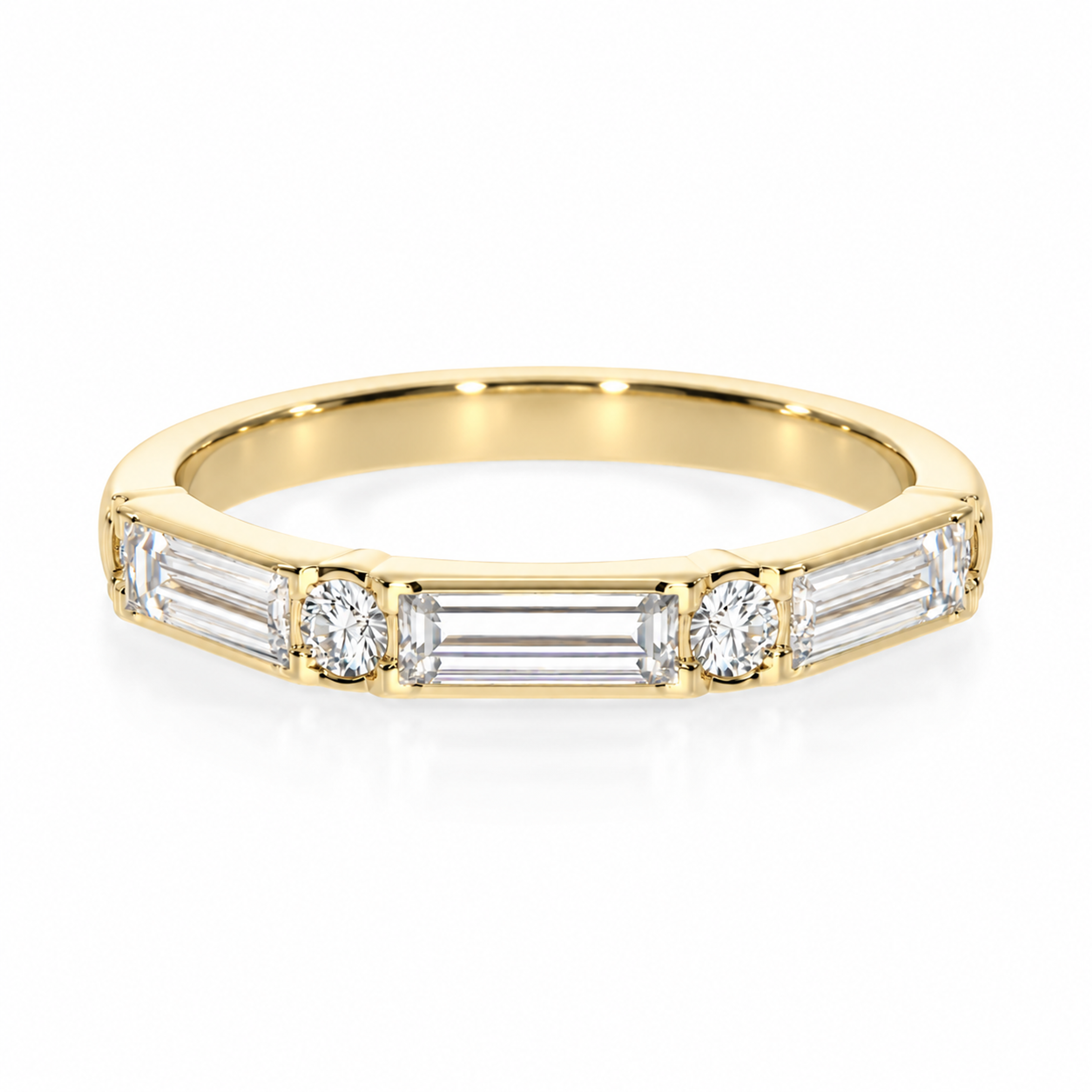 Baguette & Round Diamond Bezel Ring