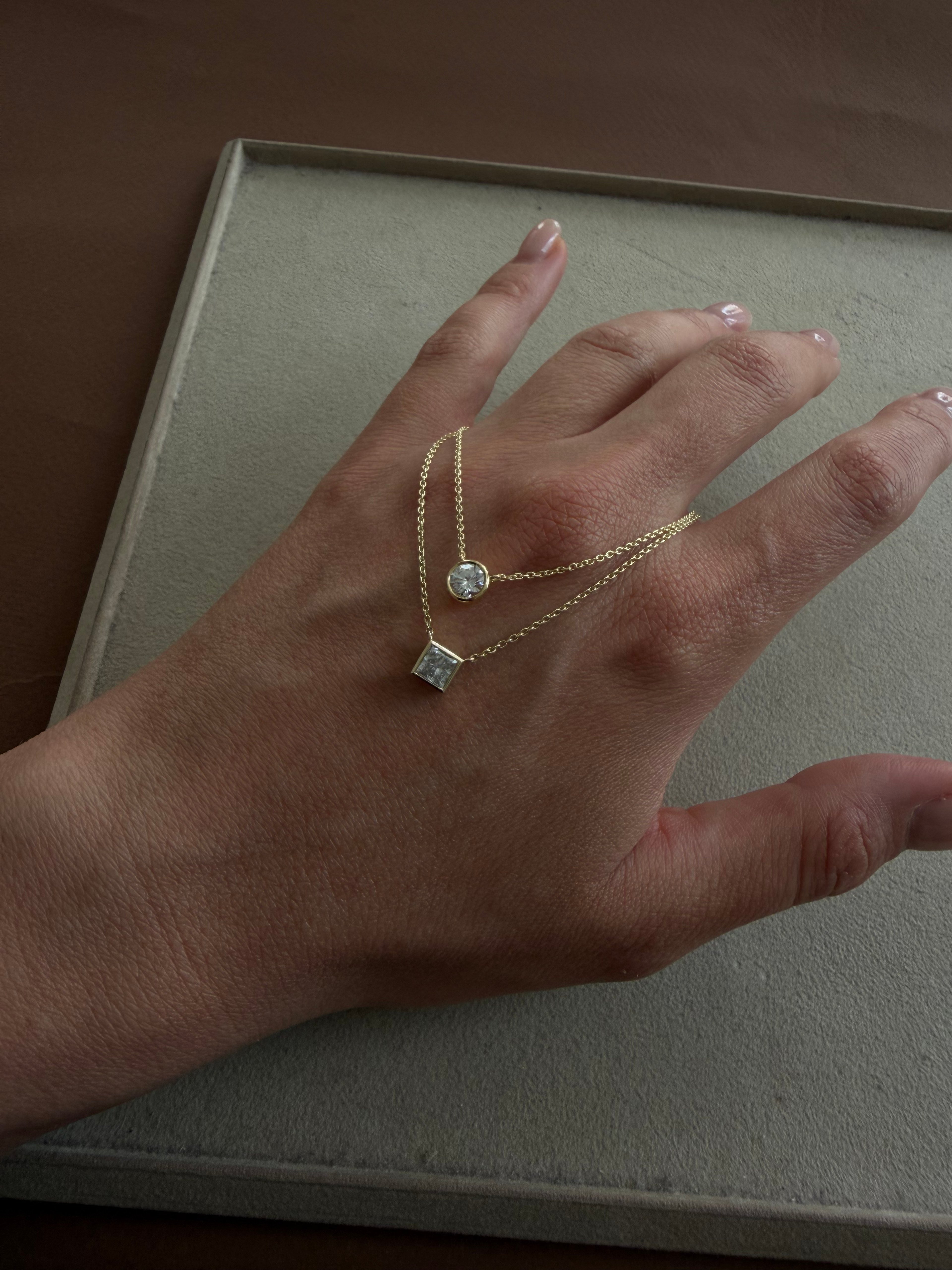 Bezel Round Diamond Necklace