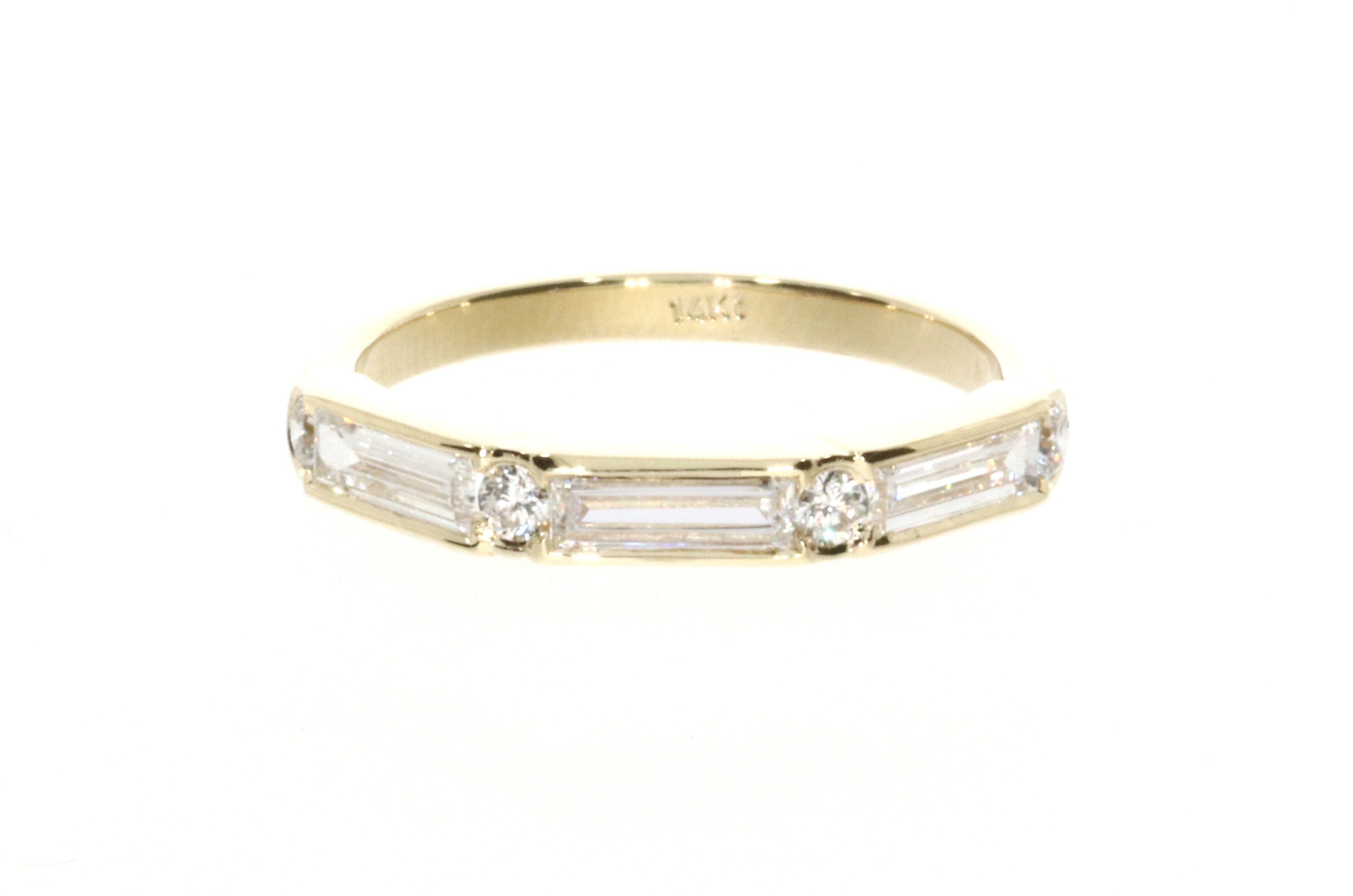 Baguette & Round Diamond Bezel Ring