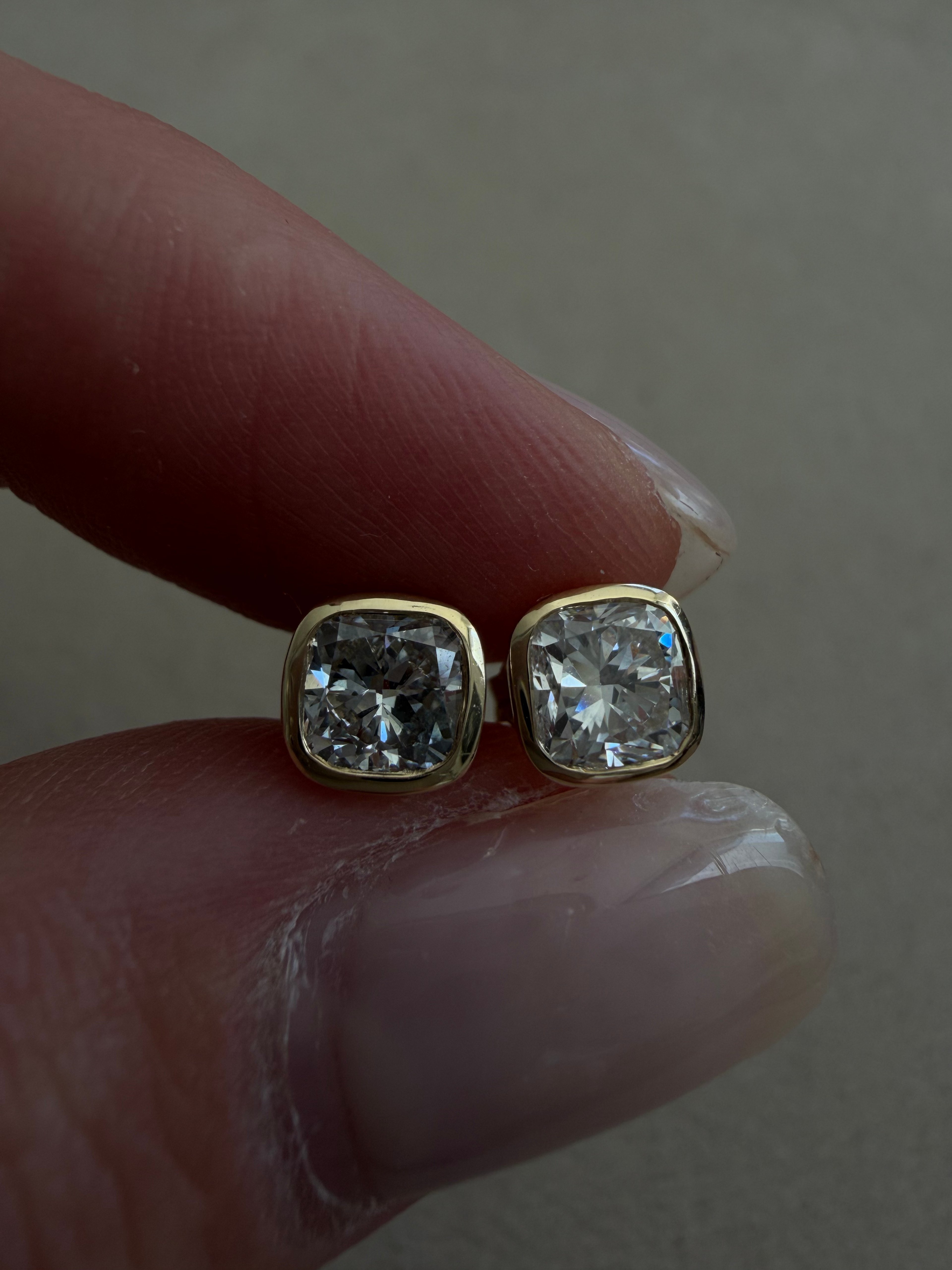 Cushion Bezel Stud Earrings