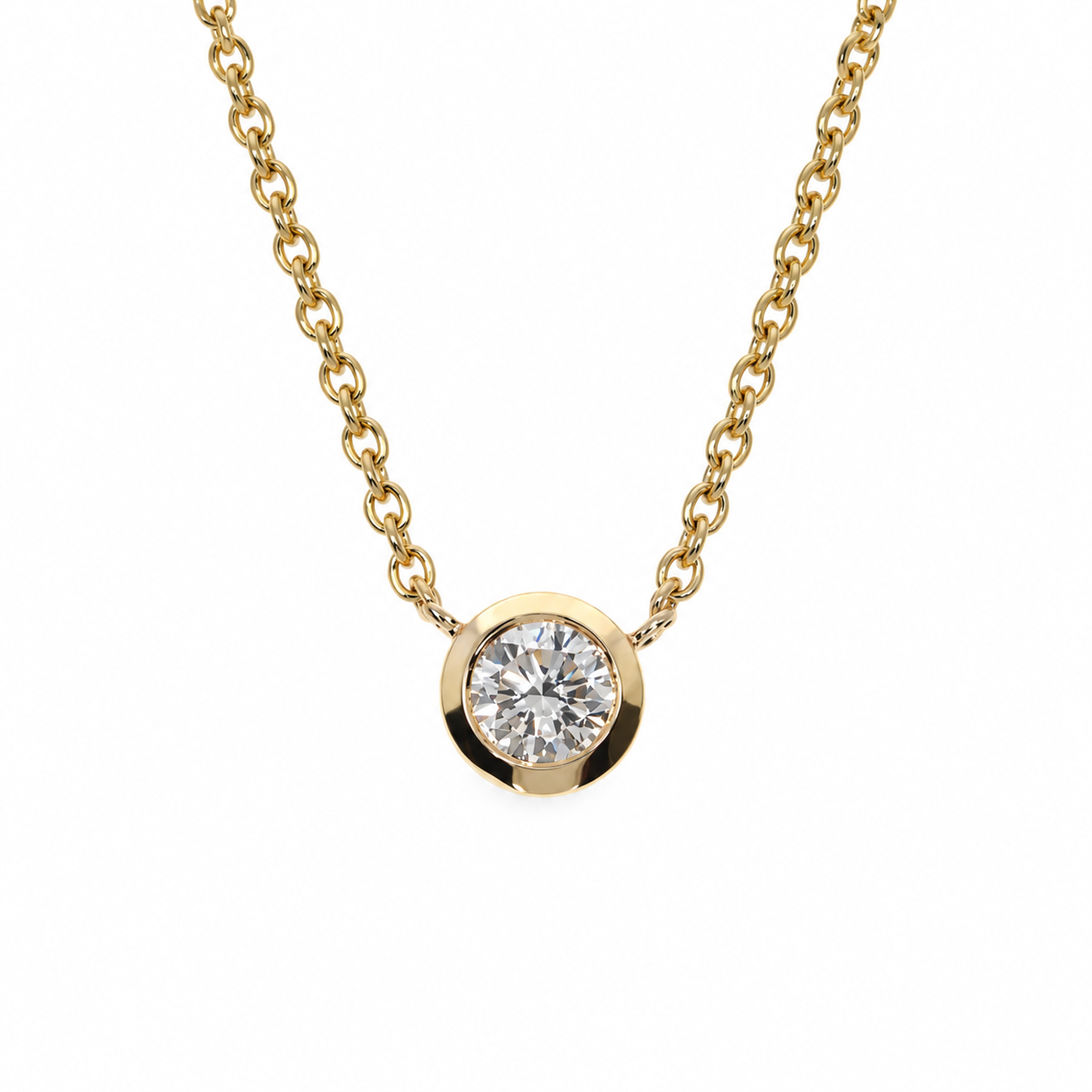 Bezel Round Diamond Necklace