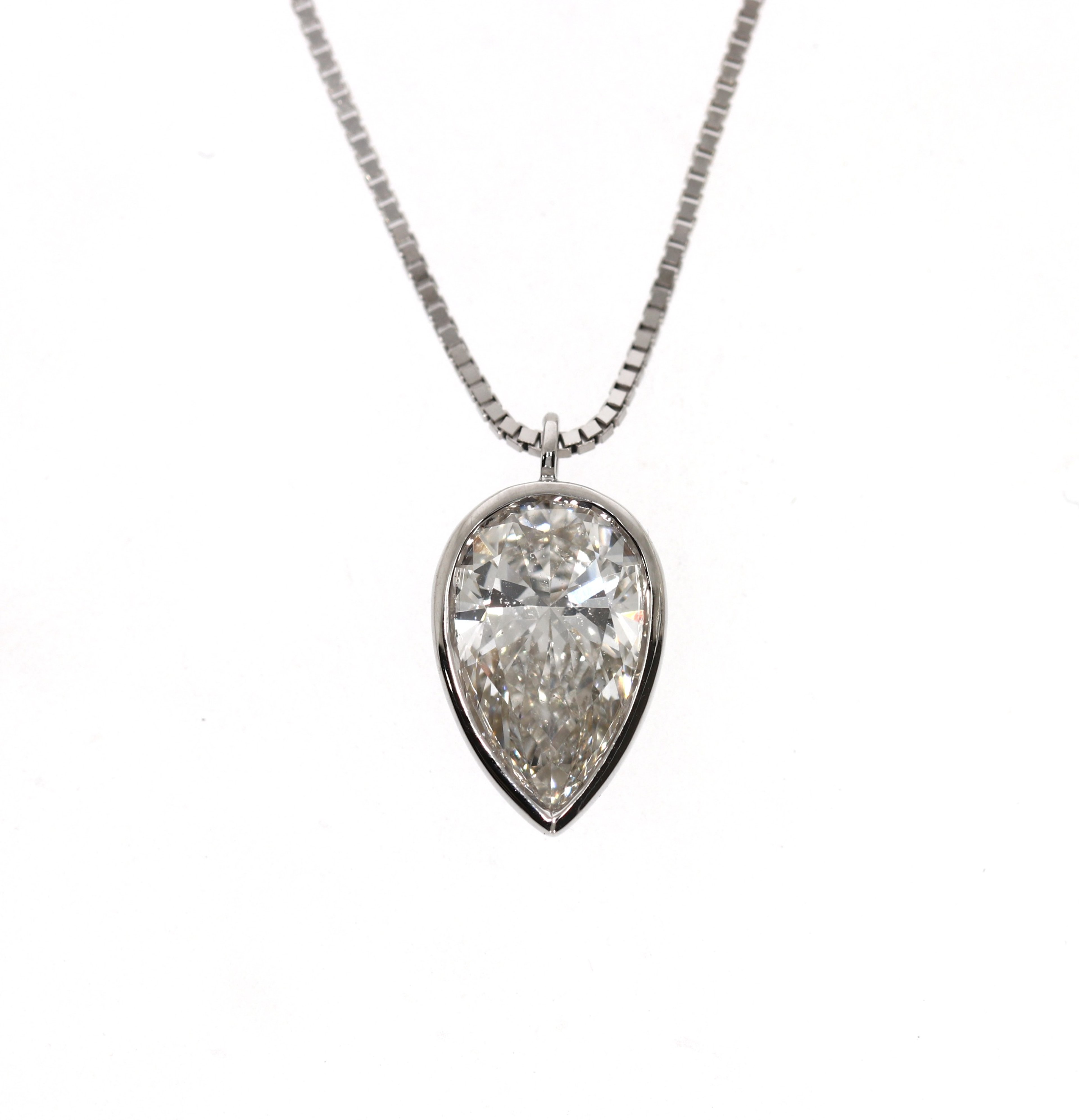 Inverted Pear Bezel Necklace