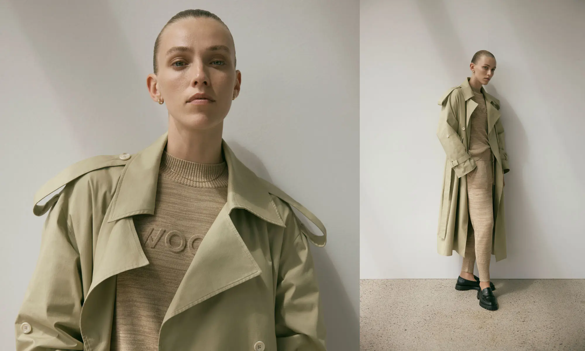 Viktoria & Woods trench coat and knit loungewear