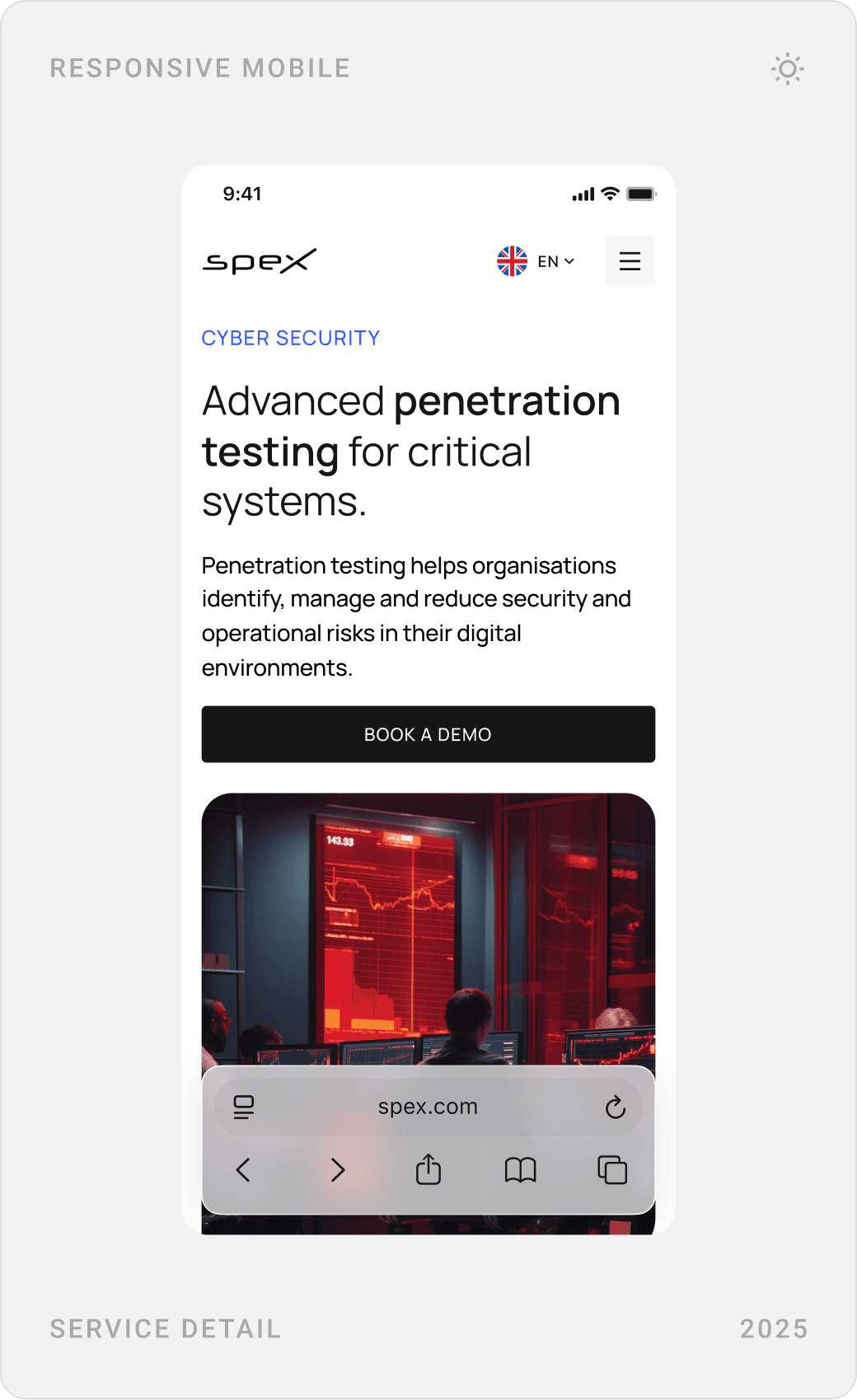 Mobile penetration testing pages: service intro, real-world security testing and the end-to-end testing process in stages