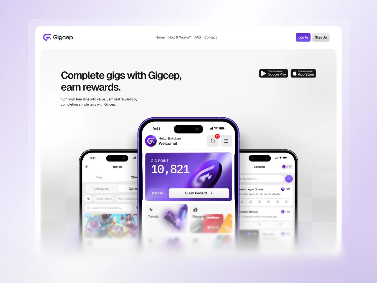 Gigcep · Görev Uygulaması Landing Page Hero