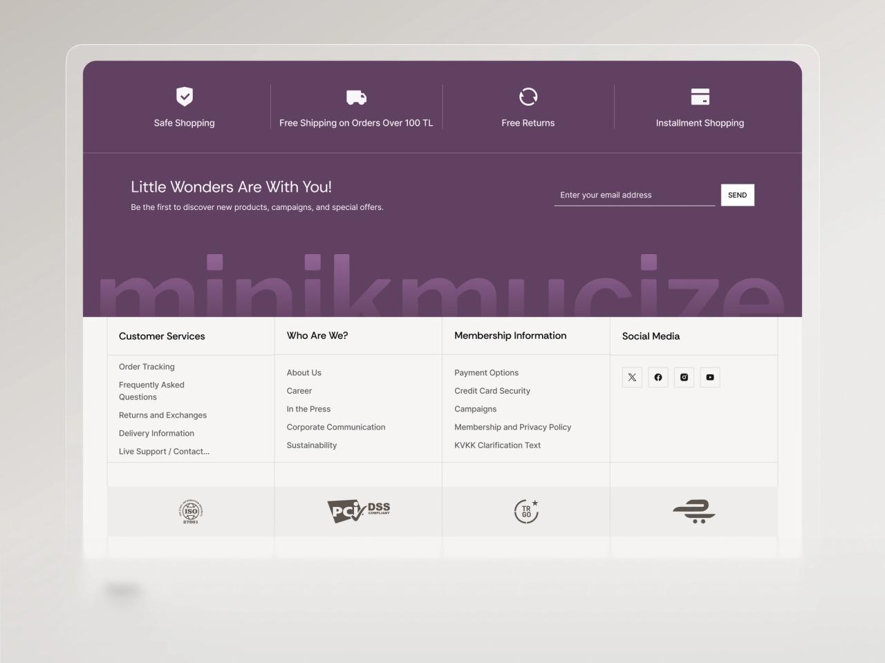 Minikmucize · Bebek Mağazası Footer
