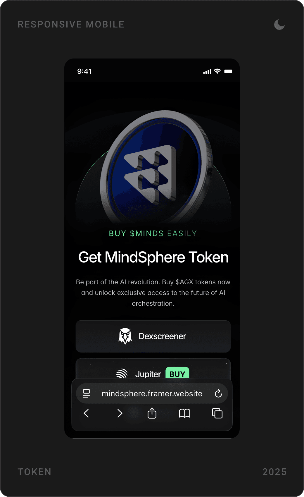 Mobile “Get MindSphere Token” section with 3D logo, FAQ with topic tabs, and closing call to action