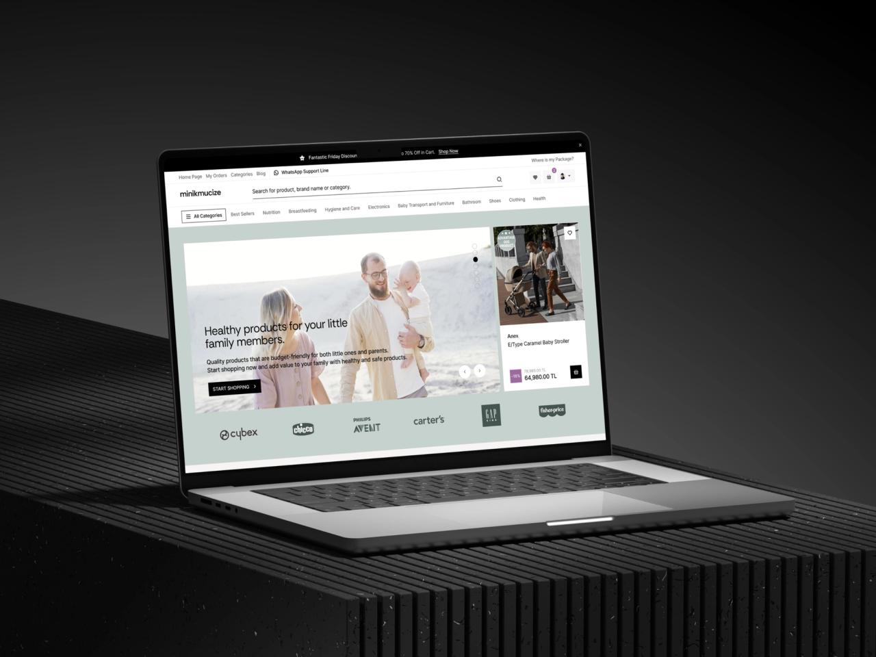 Minikmucize · Bebek Mağazası Laptop Görünümü