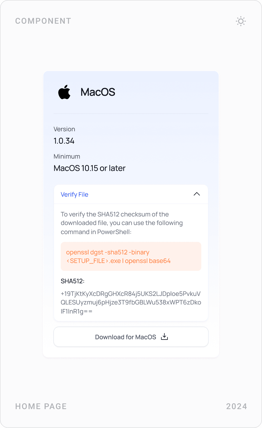 Download cards for Windows, macOS and Google Chrome with version, minimum requirements and verification details