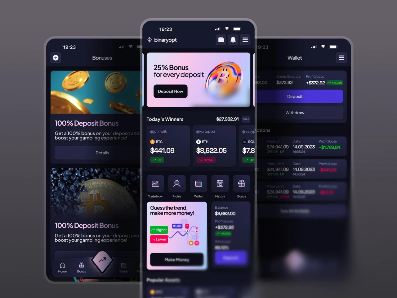 Binary Options · Hisse Senedi Ana Ekran Tasarımı