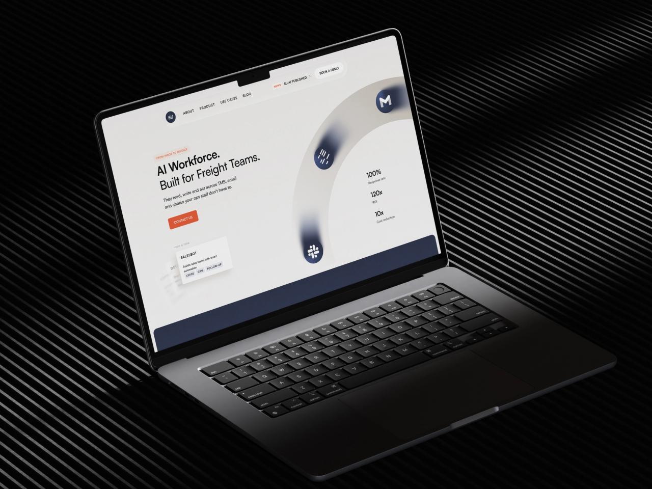5U AI · Lojistik Landing Page Laptop Görünümü