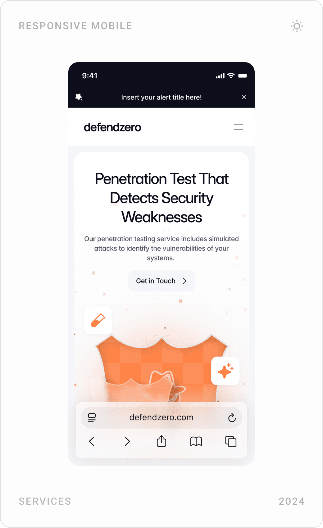 Penetration Test mobile pages: hero, network vulnerability analysis and application security testing, physical security testing and reporting