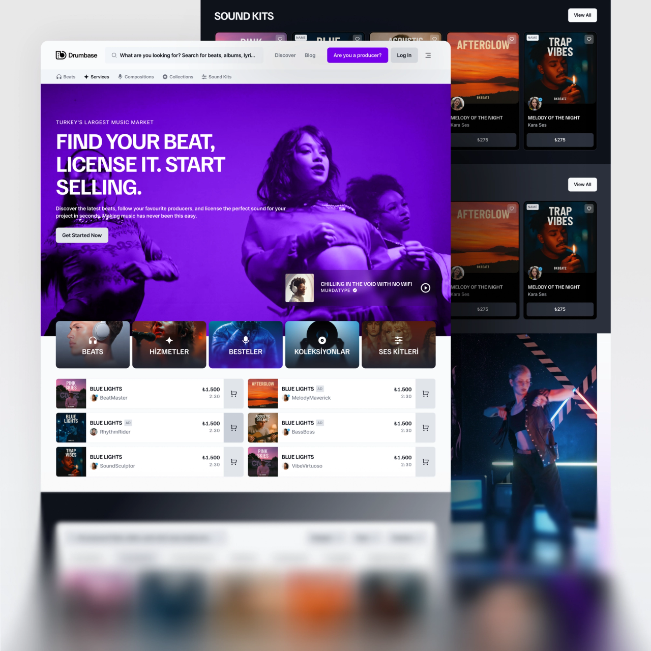 Drumbase · Beat Pazaryeri Landing Page