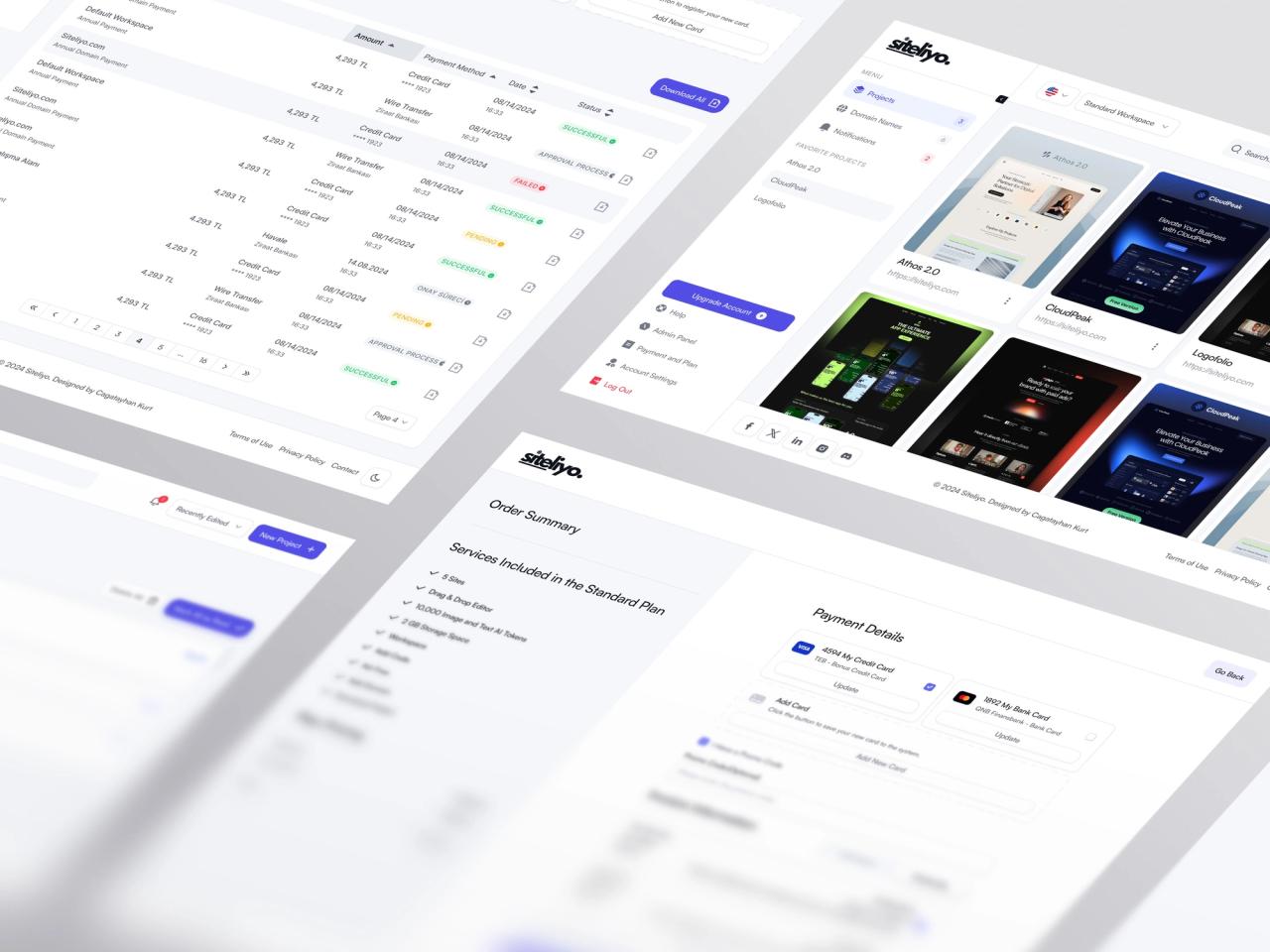 Siteliyo · Site Oluşturucu Koyu Tema Dashboard Sayfaları