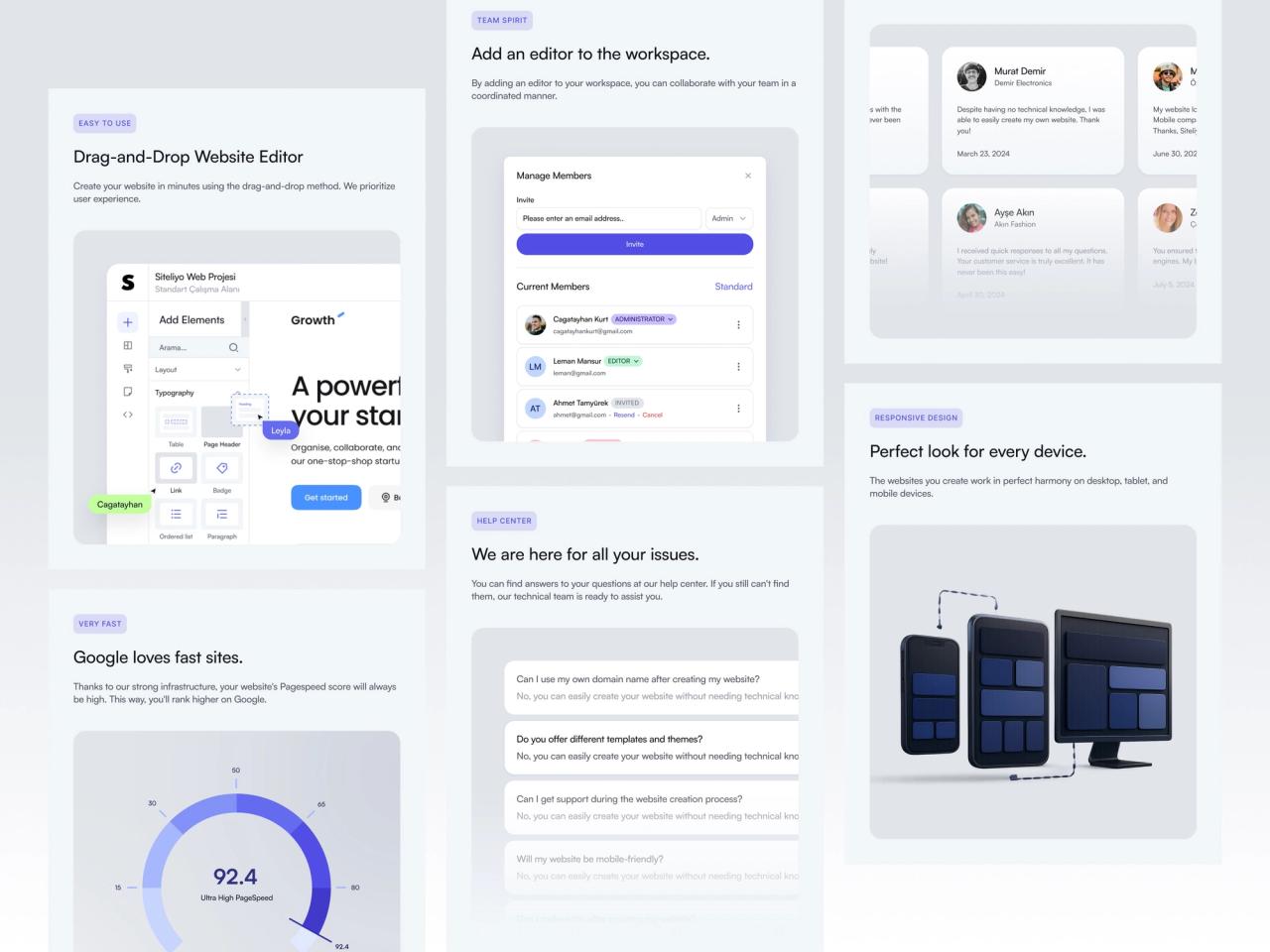 Siteliyo · Site Oluşturucu Onboarding Görselleri