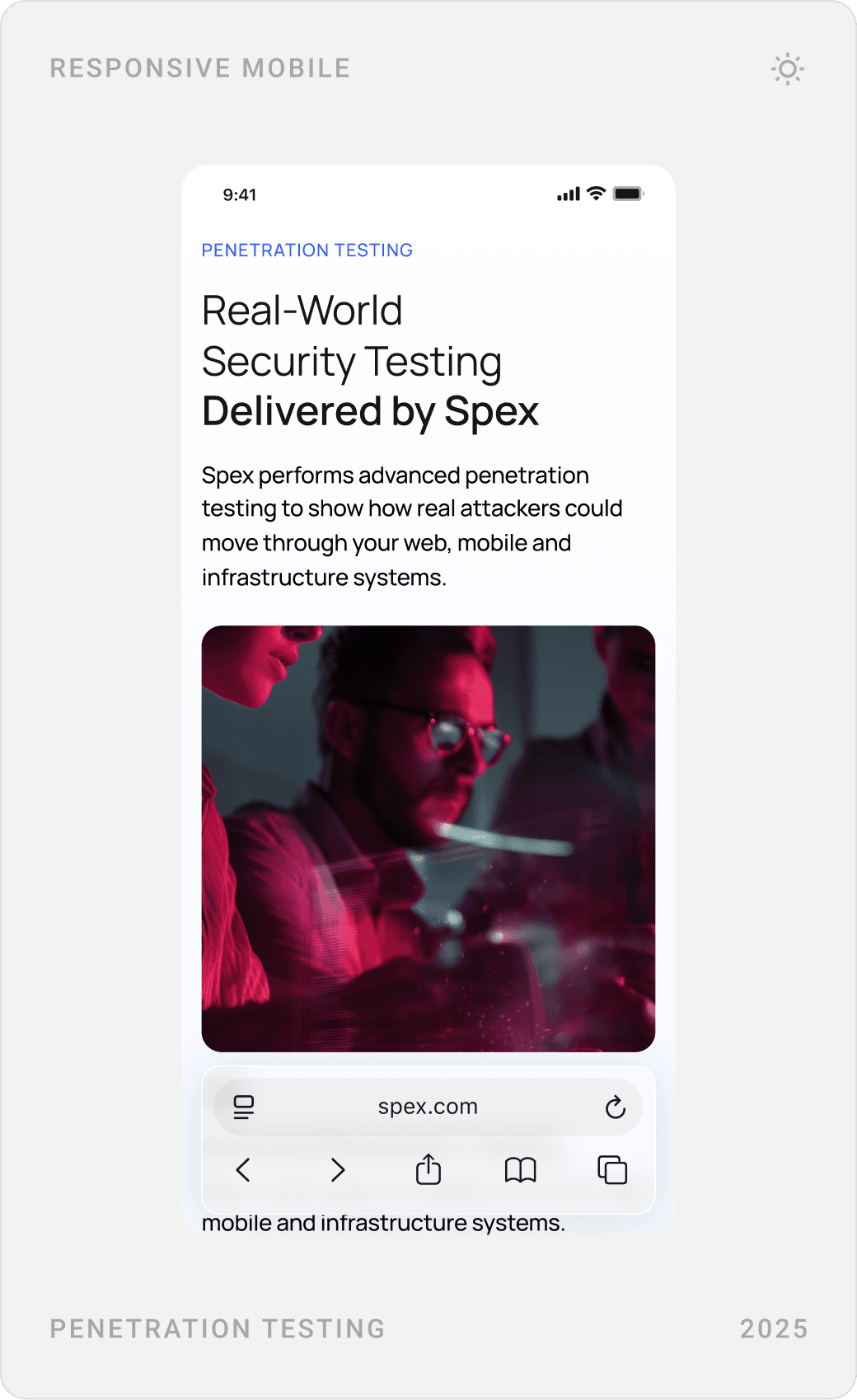 Mobile penetration testing pages: service intro, real-world security testing and the end-to-end testing process in stages