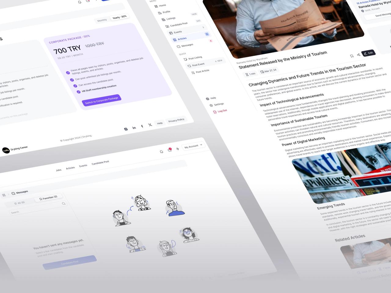DryKing · Kariyer Platformu Dashboard Sayfaları