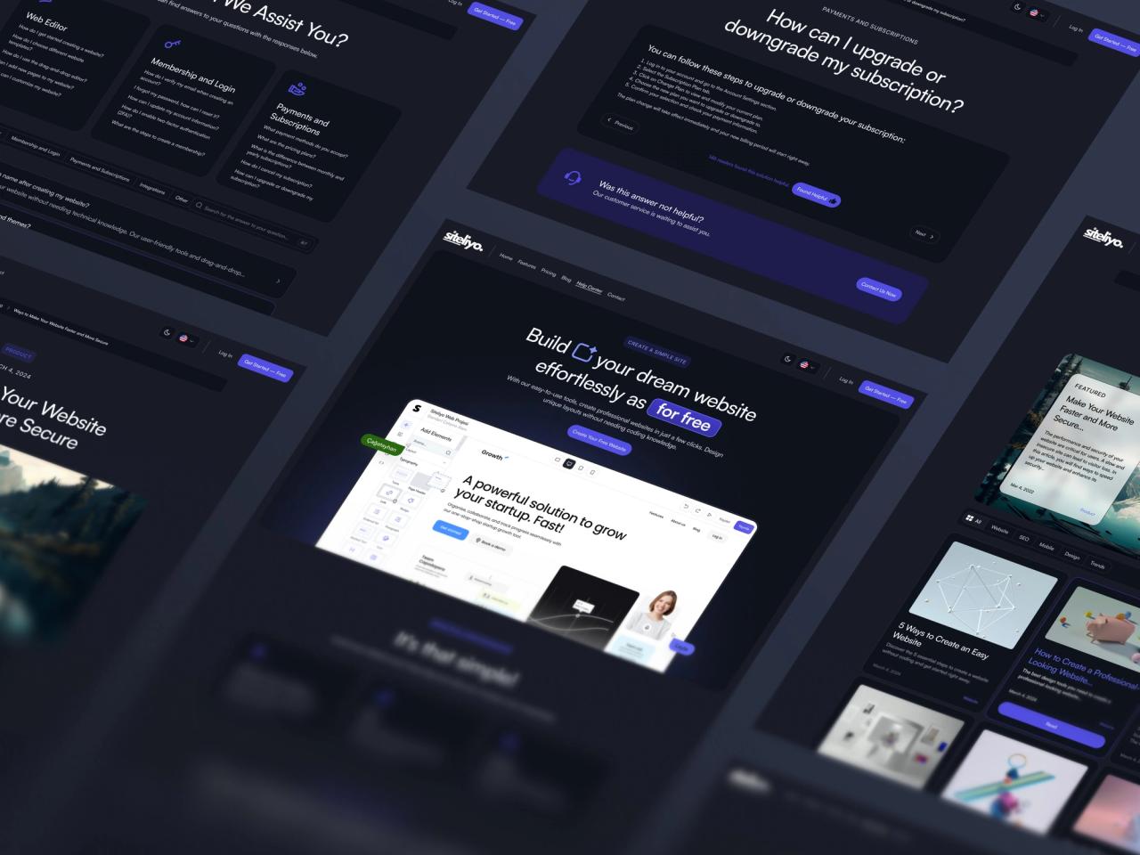 Siteliyo · Site Oluşturucu Koyu Tema Sayfaları