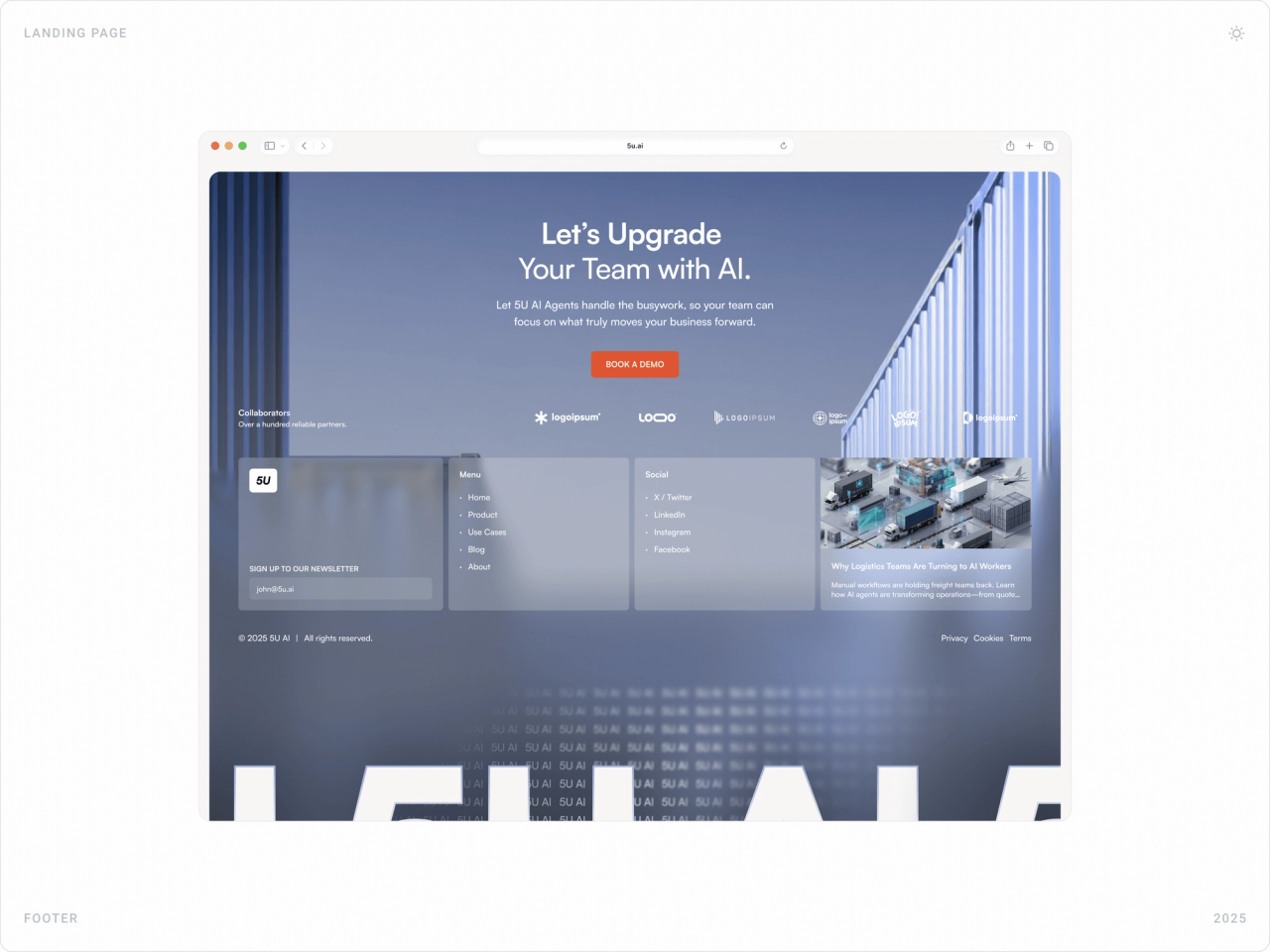 “Let’s upgrade your team with AI” closing call to action and footer