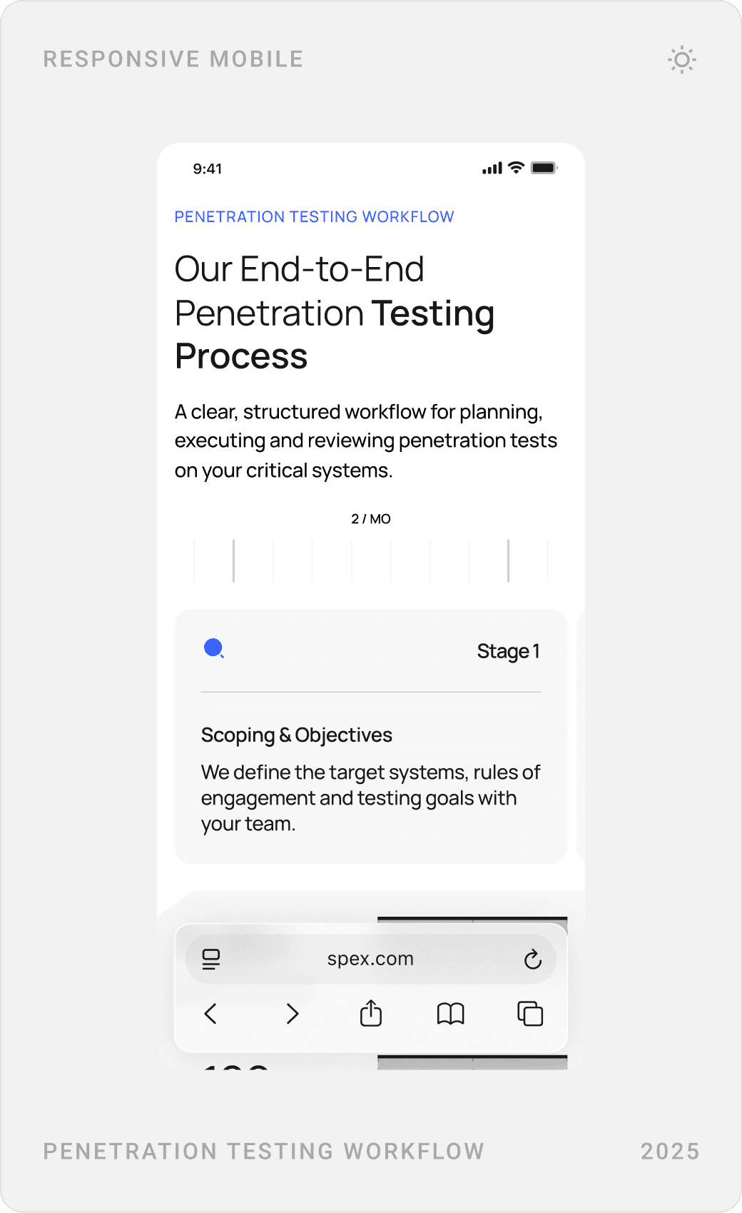 Mobile penetration testing pages: service intro, real-world security testing and the end-to-end testing process in stages
