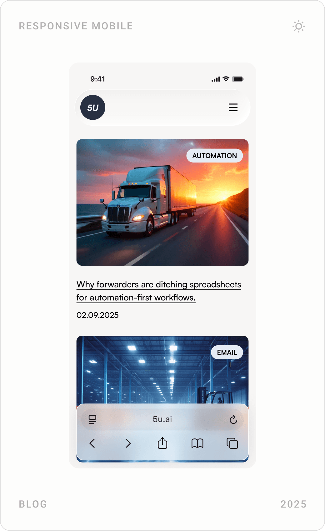 Mobile blog index and article cards
