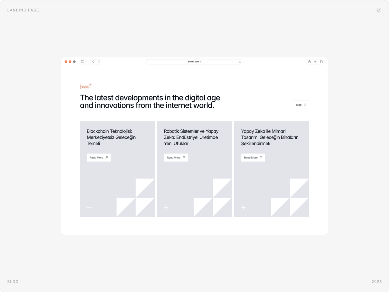 Blog section “The latest developments in the digital age and innovations from the internet world” with three article cards