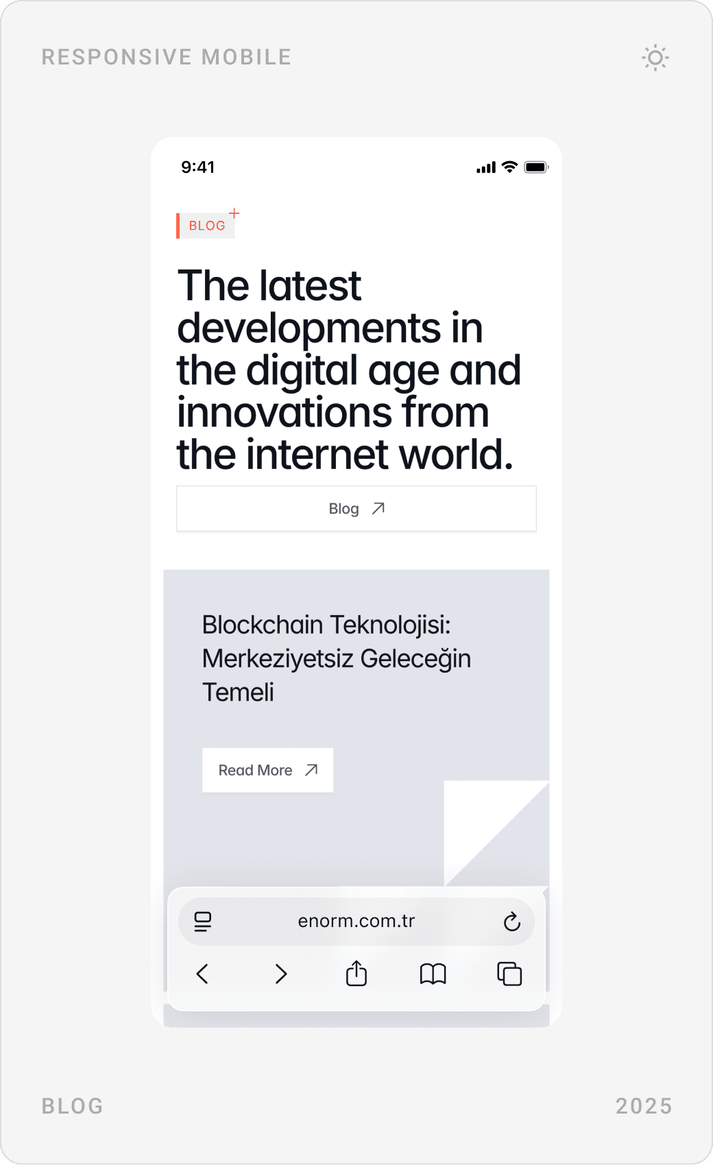 Mobile blog section with article cards and the “Learn more about our hardware and software solutions” call to action with brand logos