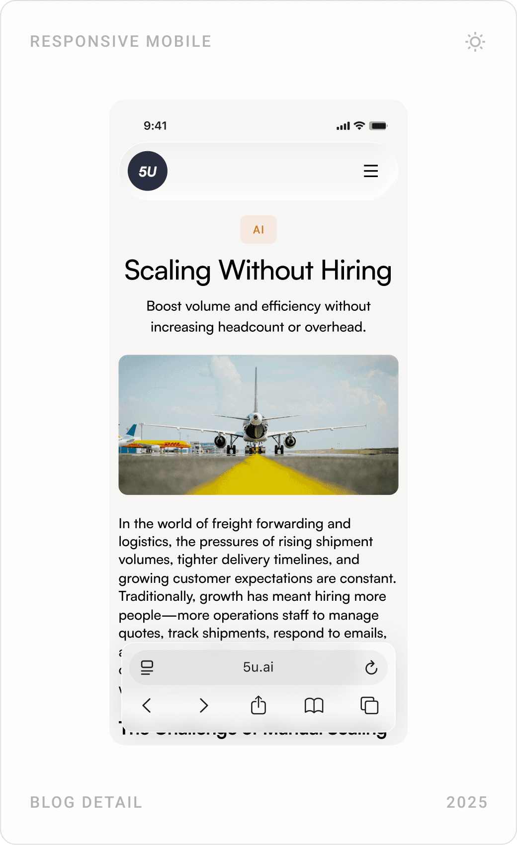 Mobile blog index and article cards